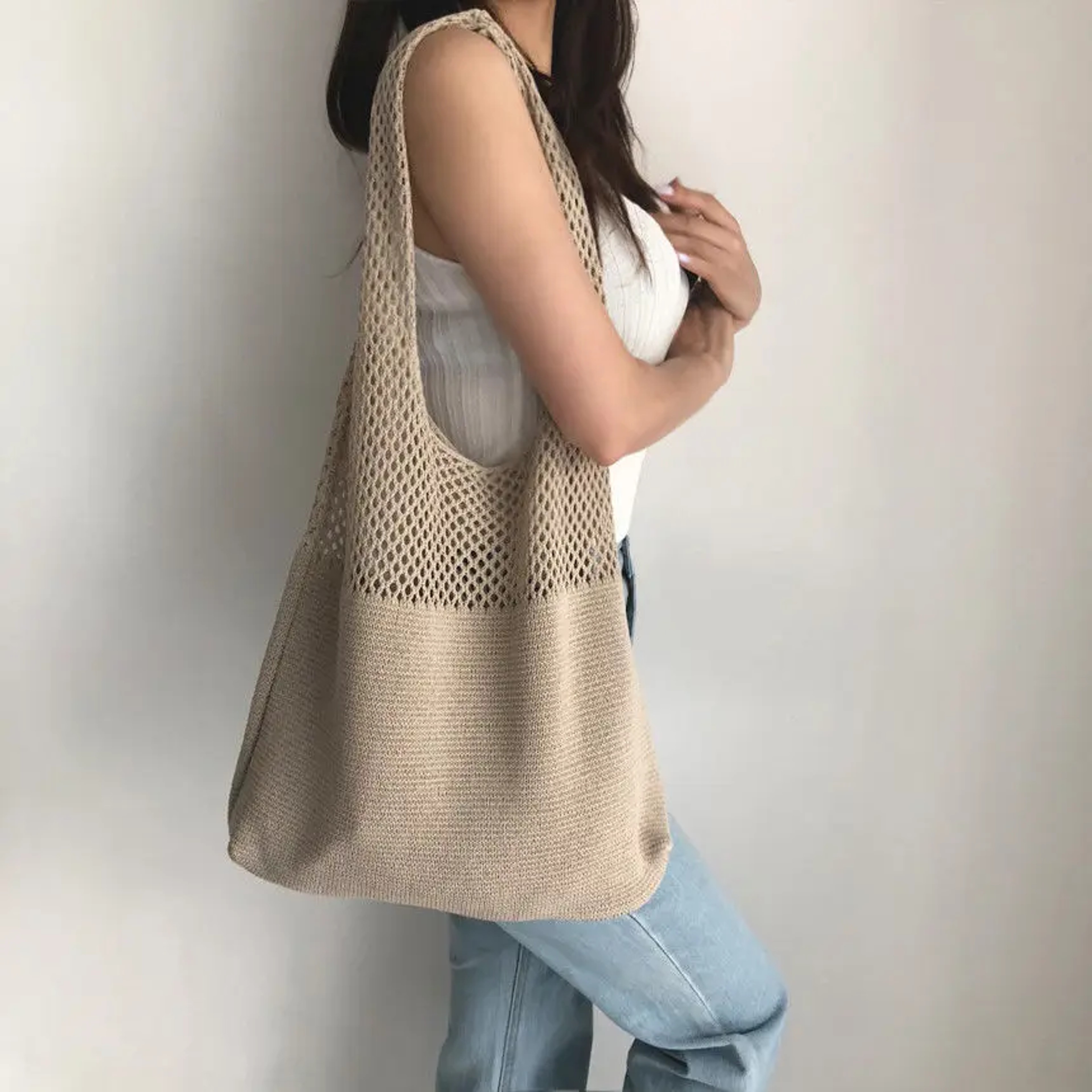Knitted Handbags For Women Large Capacity Tote Bag Summer Beach Purse – view 4