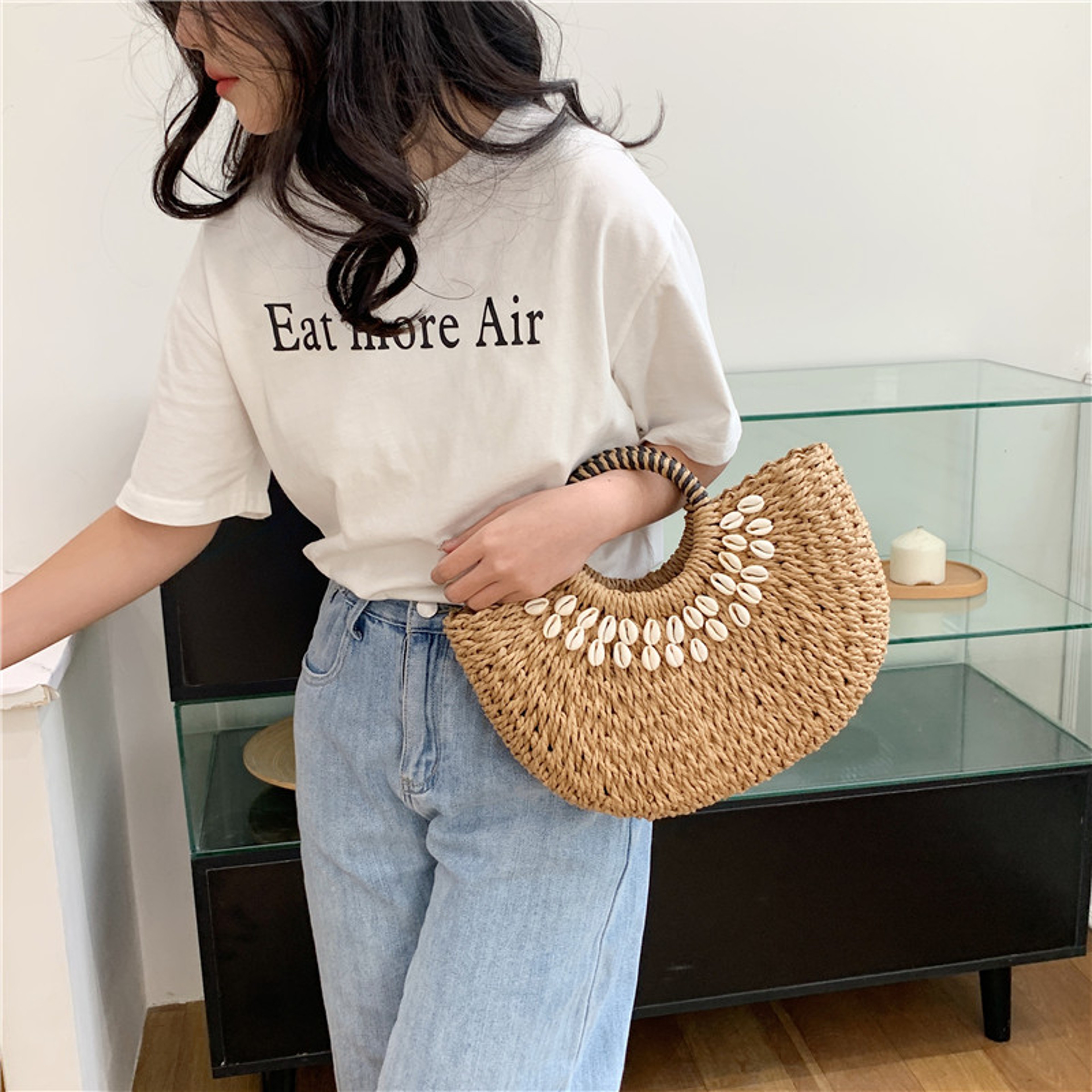 Woven Straw Handbag for Women Chic Designer Summer Tote – view 4