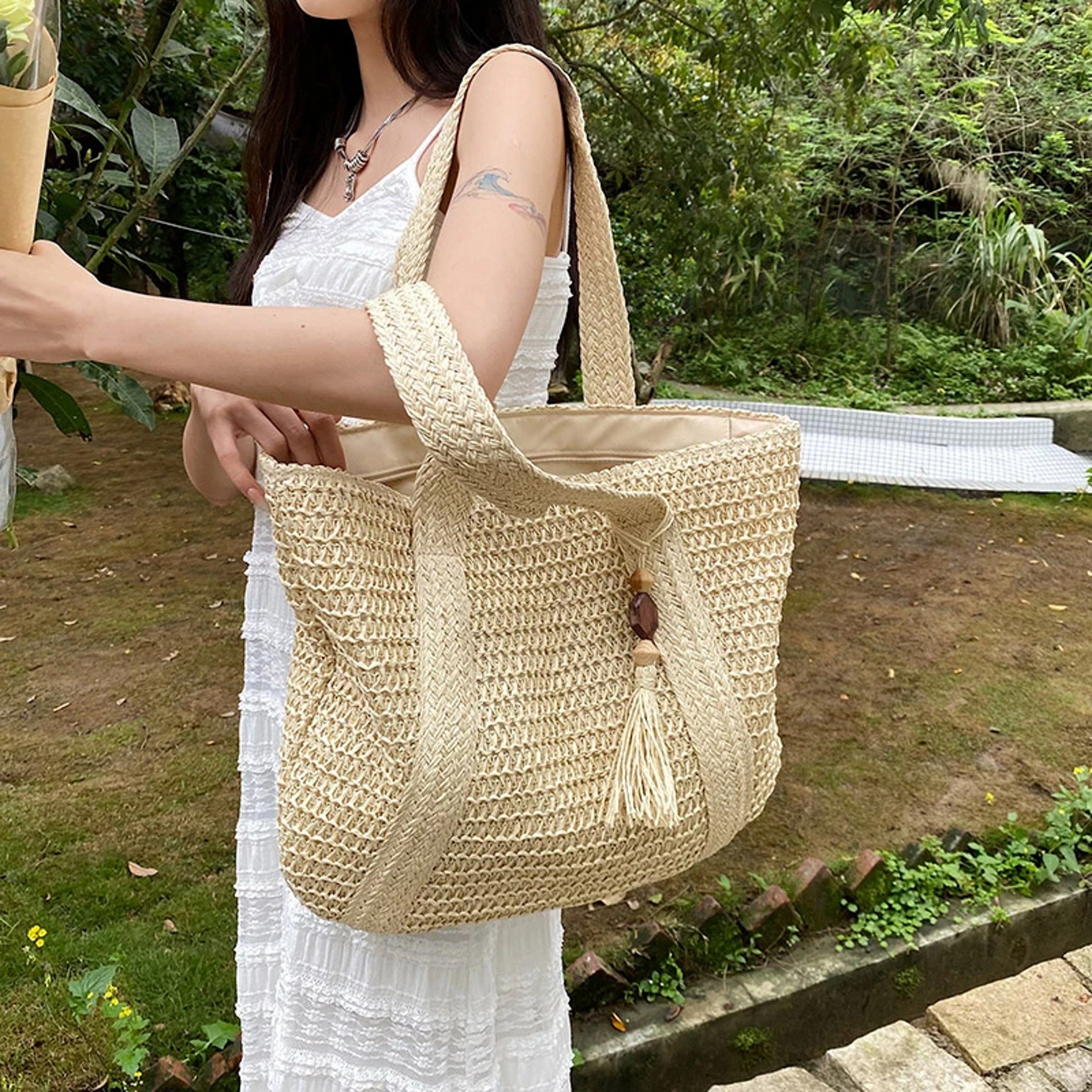 Bohemian Straw Weave Tote Bag & Summer Beach Handbag – view 2