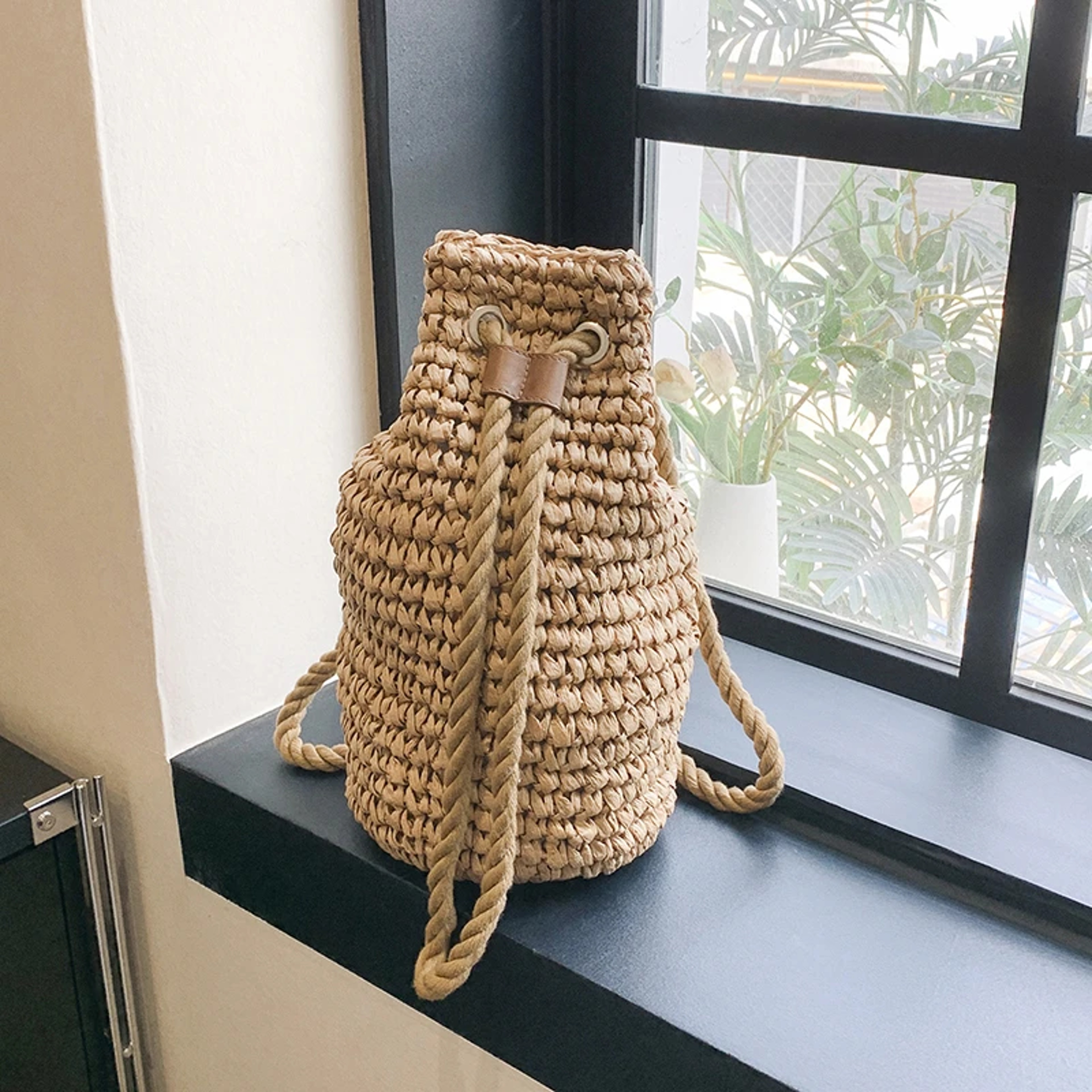 Woven Straw Backpack for Women Large Capacity Summer Designer Bag – view 4