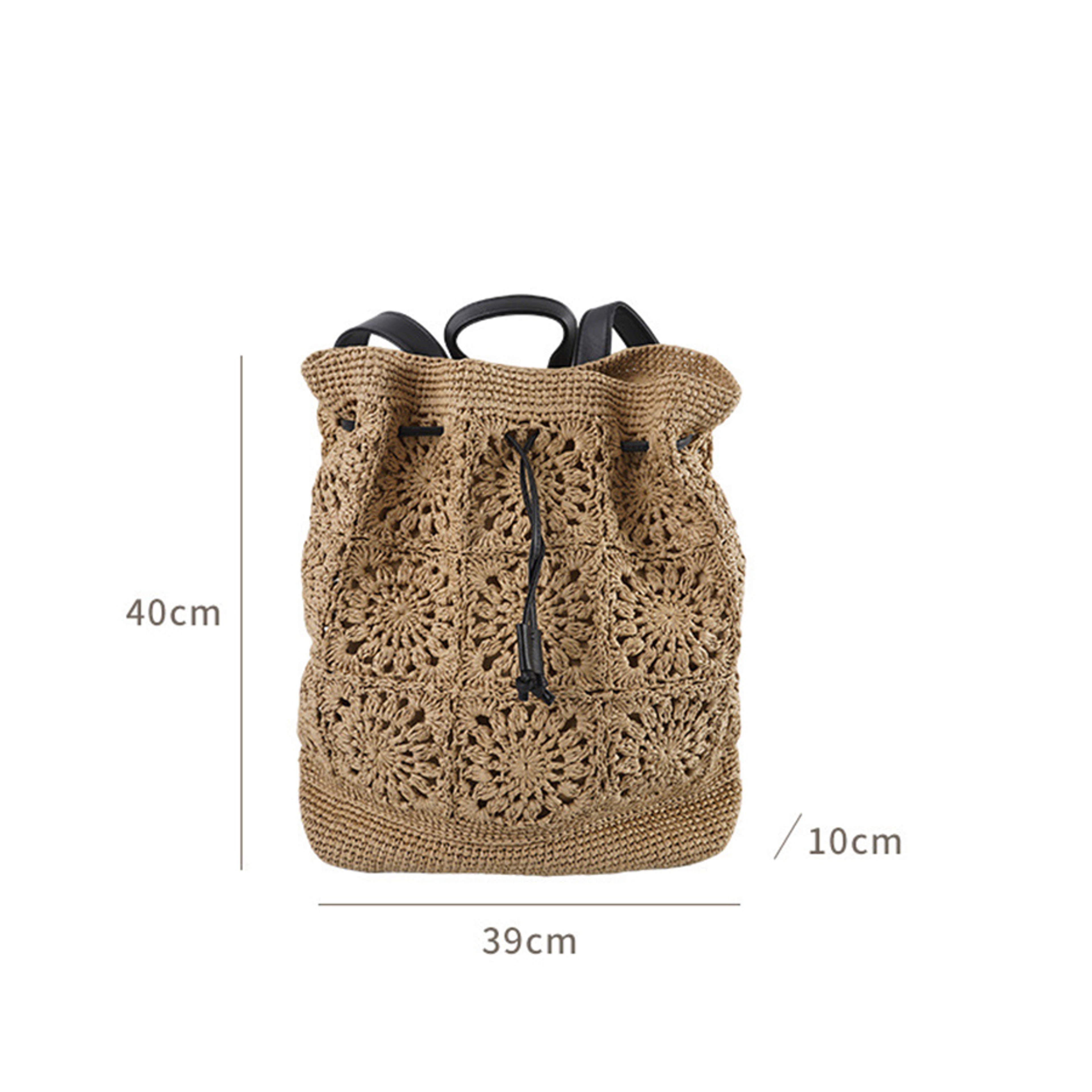 Handmade Boho Straw Drawstring Backpack and Bali Beach Travel Bag – view 5