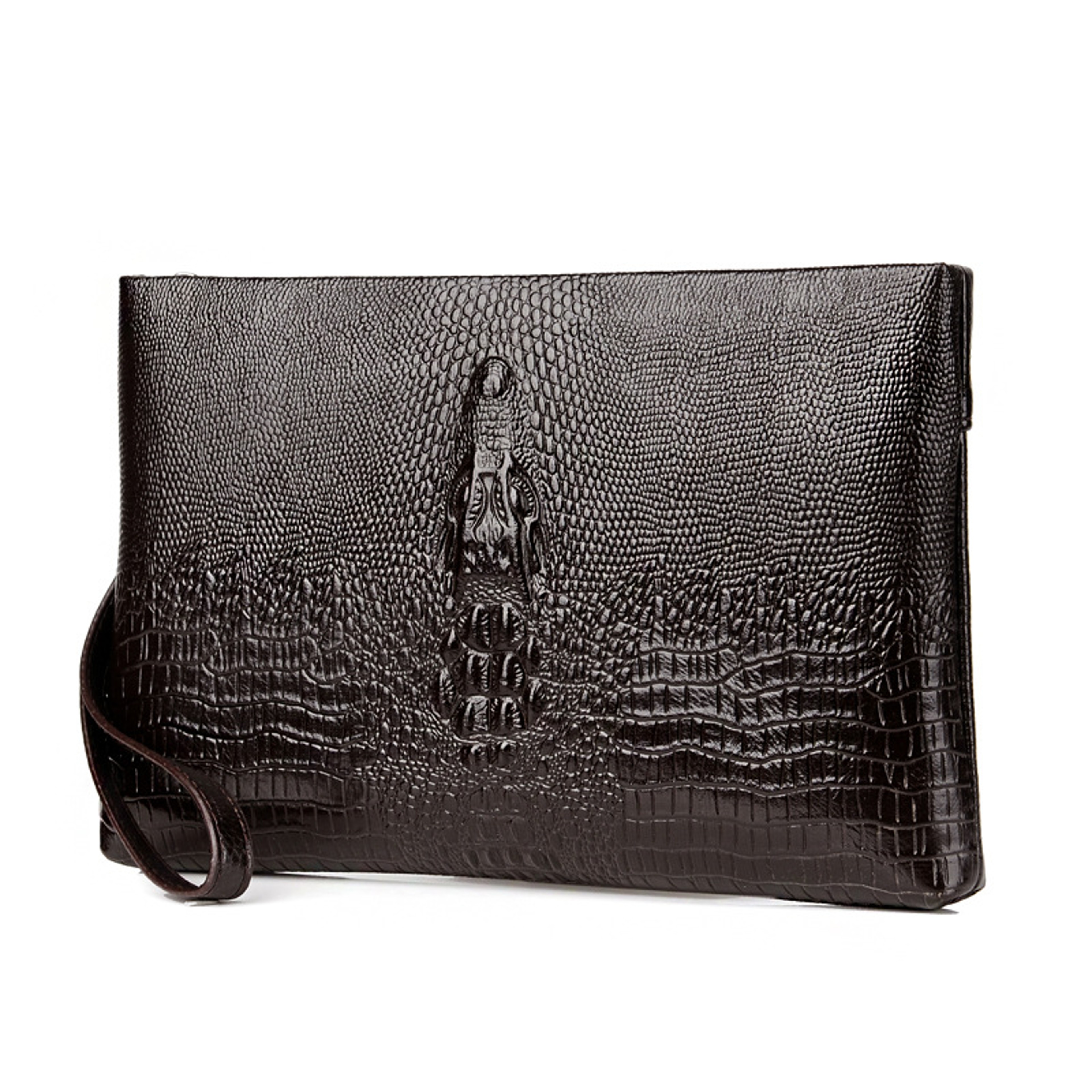 Men Leather Double Zipper Clutch Bag 4