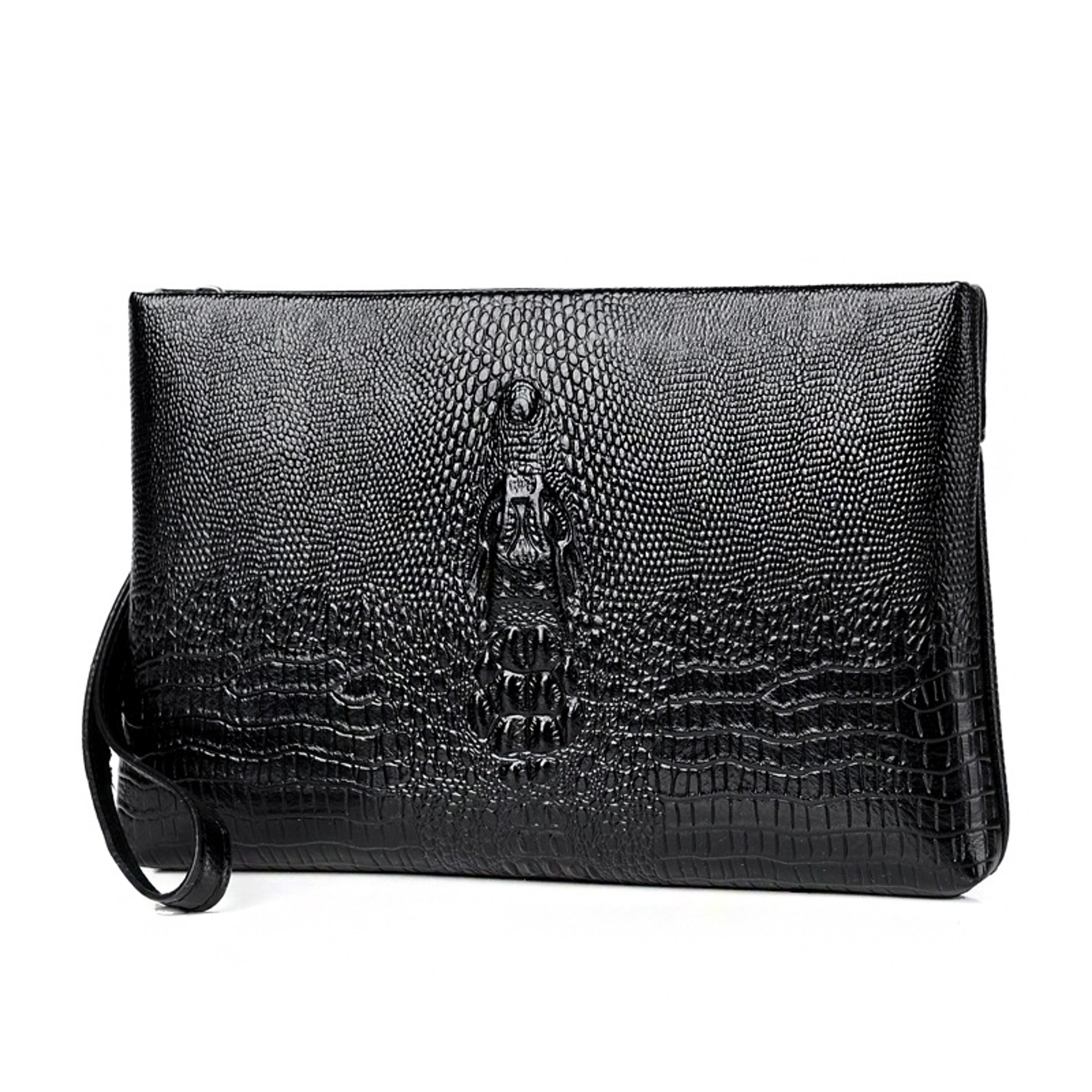 Men Leather Double Zipper Clutch Bag 5