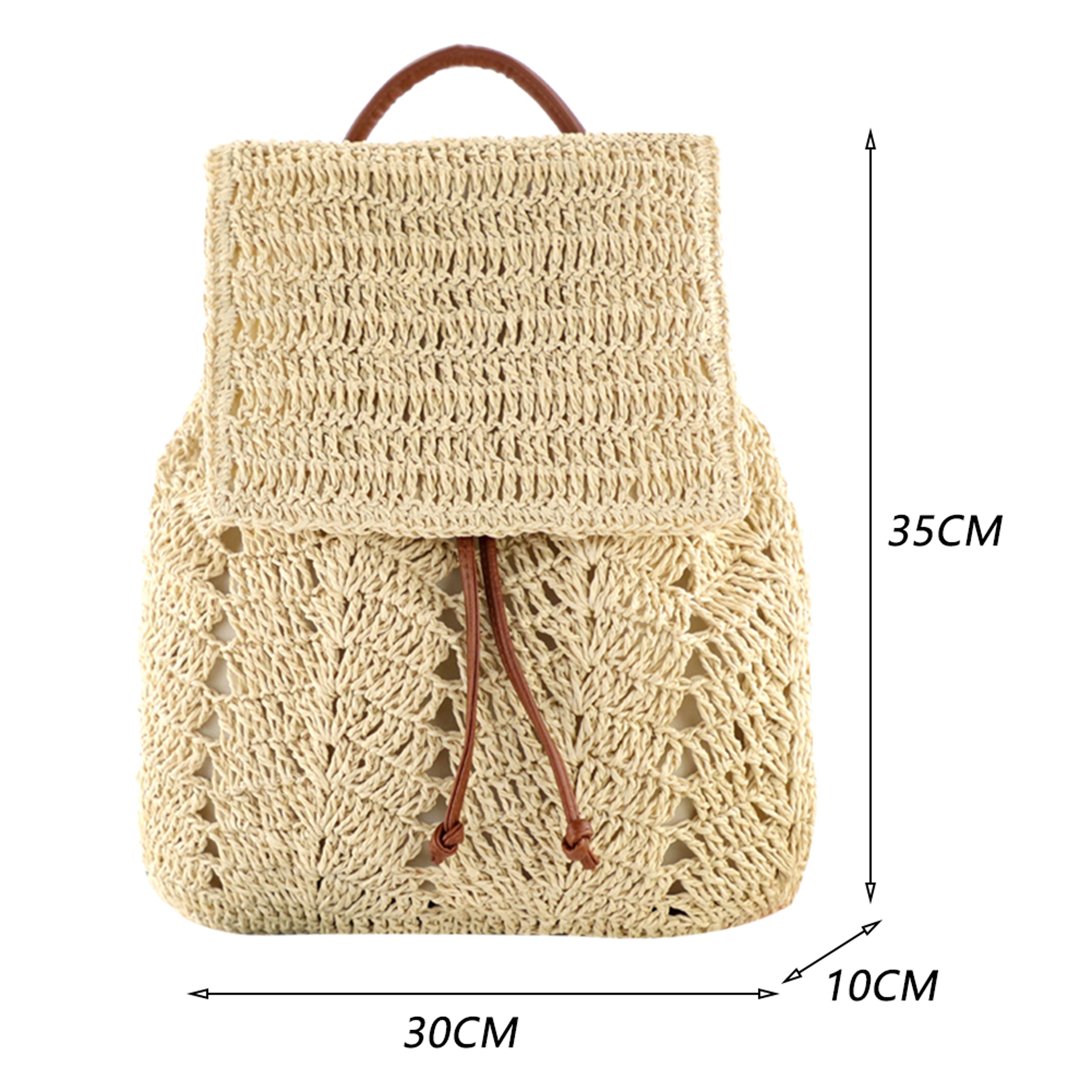 Handmade Woven Straw Backpack for Women Beach Daypack – view 2
