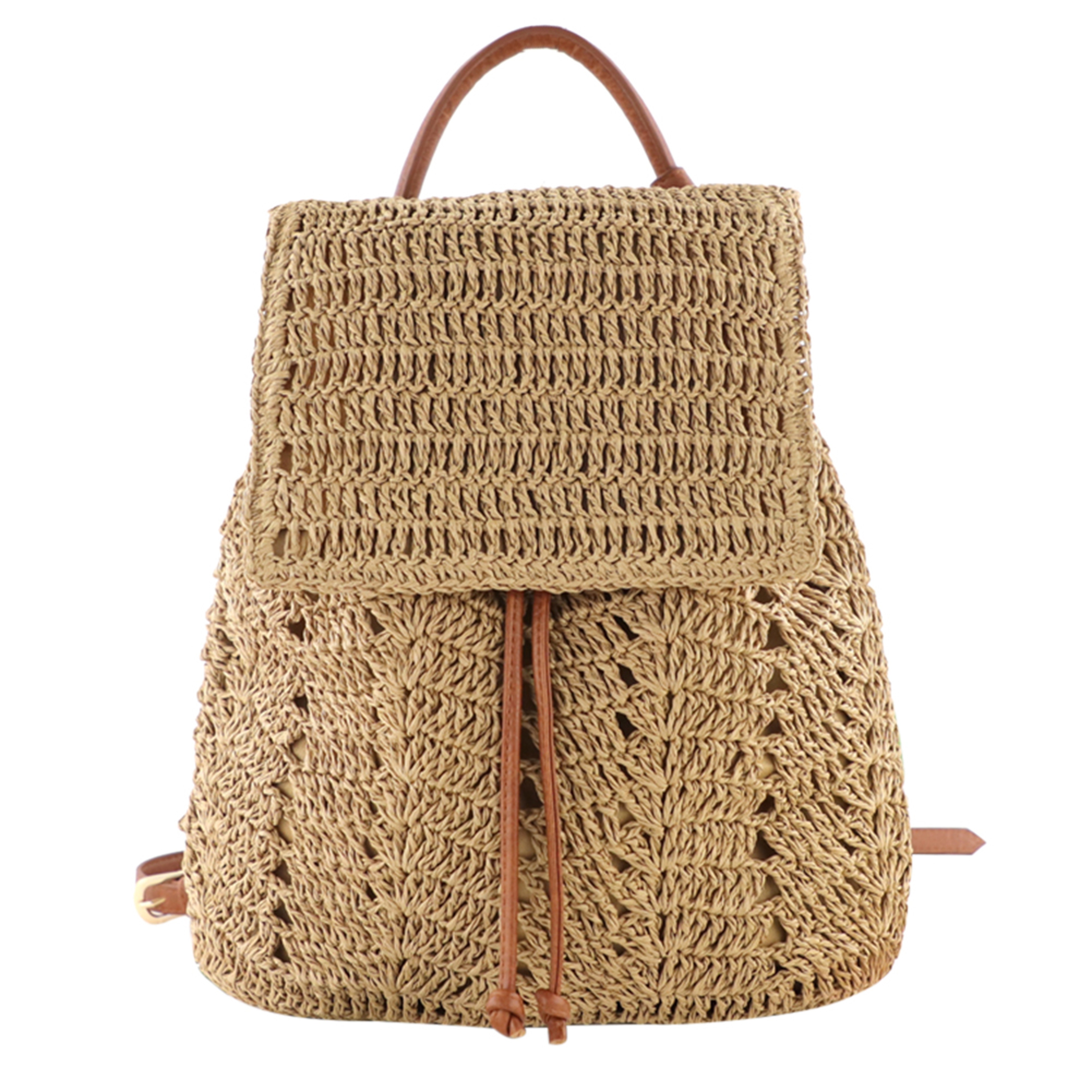 Handmade Woven Straw Backpack for Women Beach Daypack – view 9