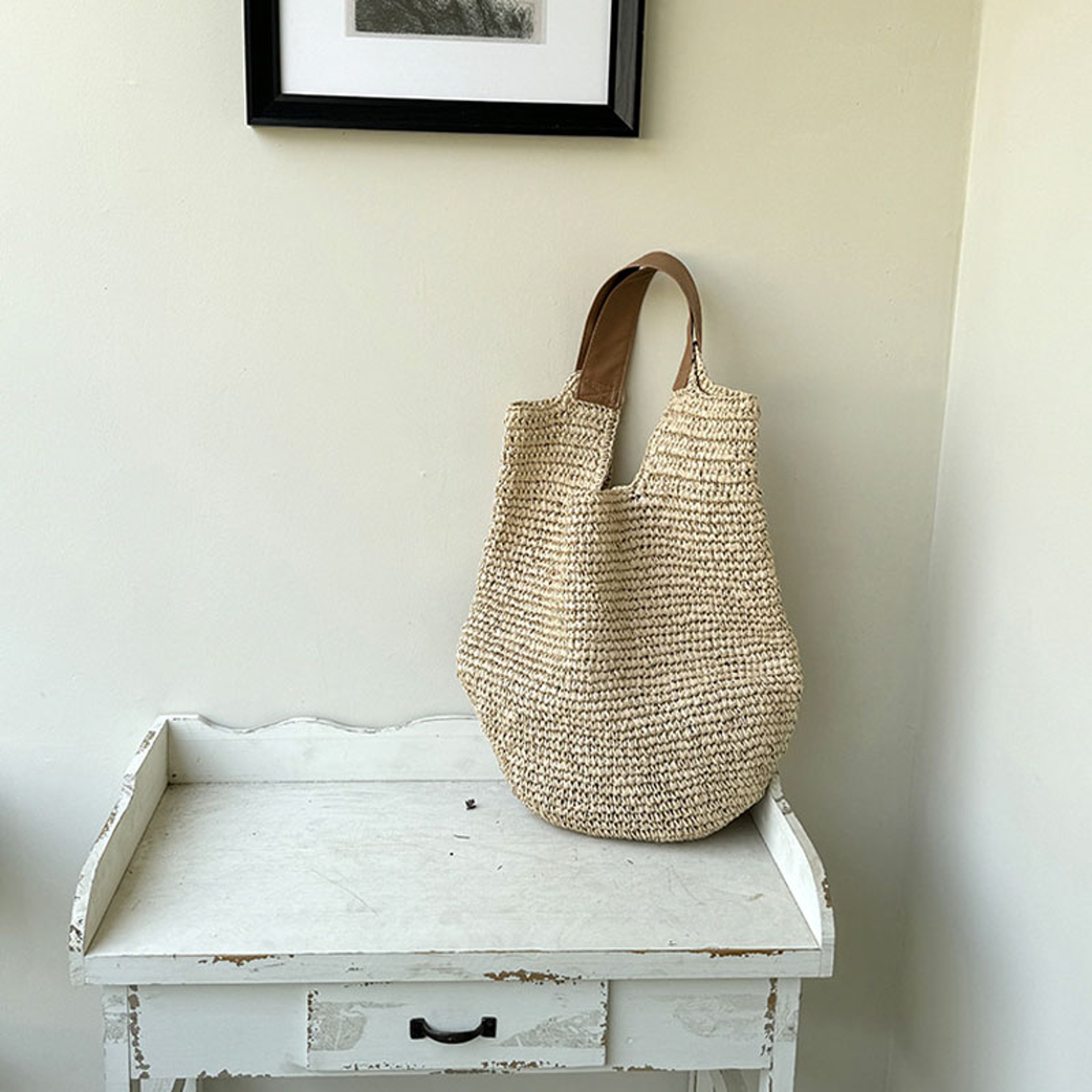 Large Woven Straw Beach Tote Bag For Women 4