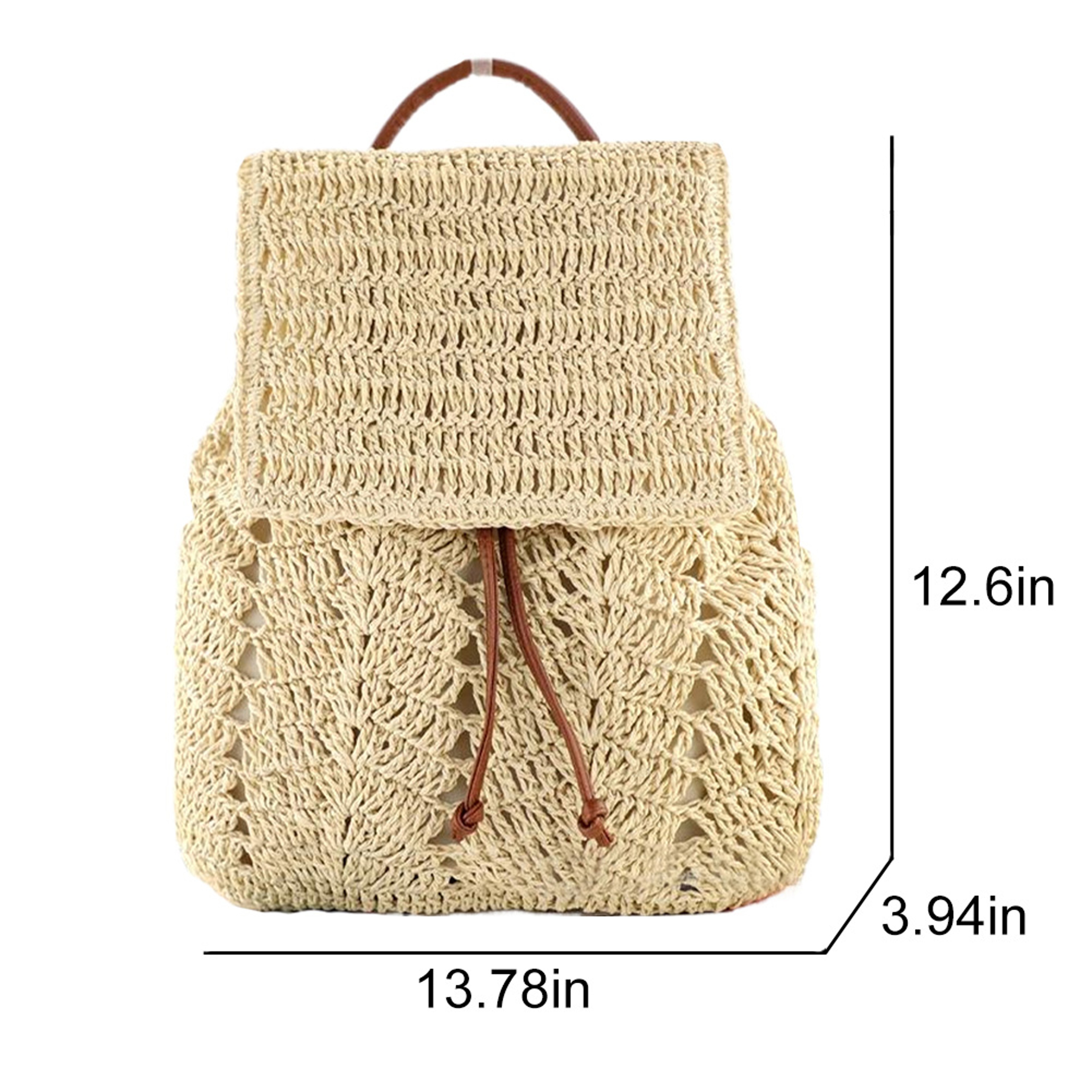 Boho Crochet Straw Beach Backpack – view 5