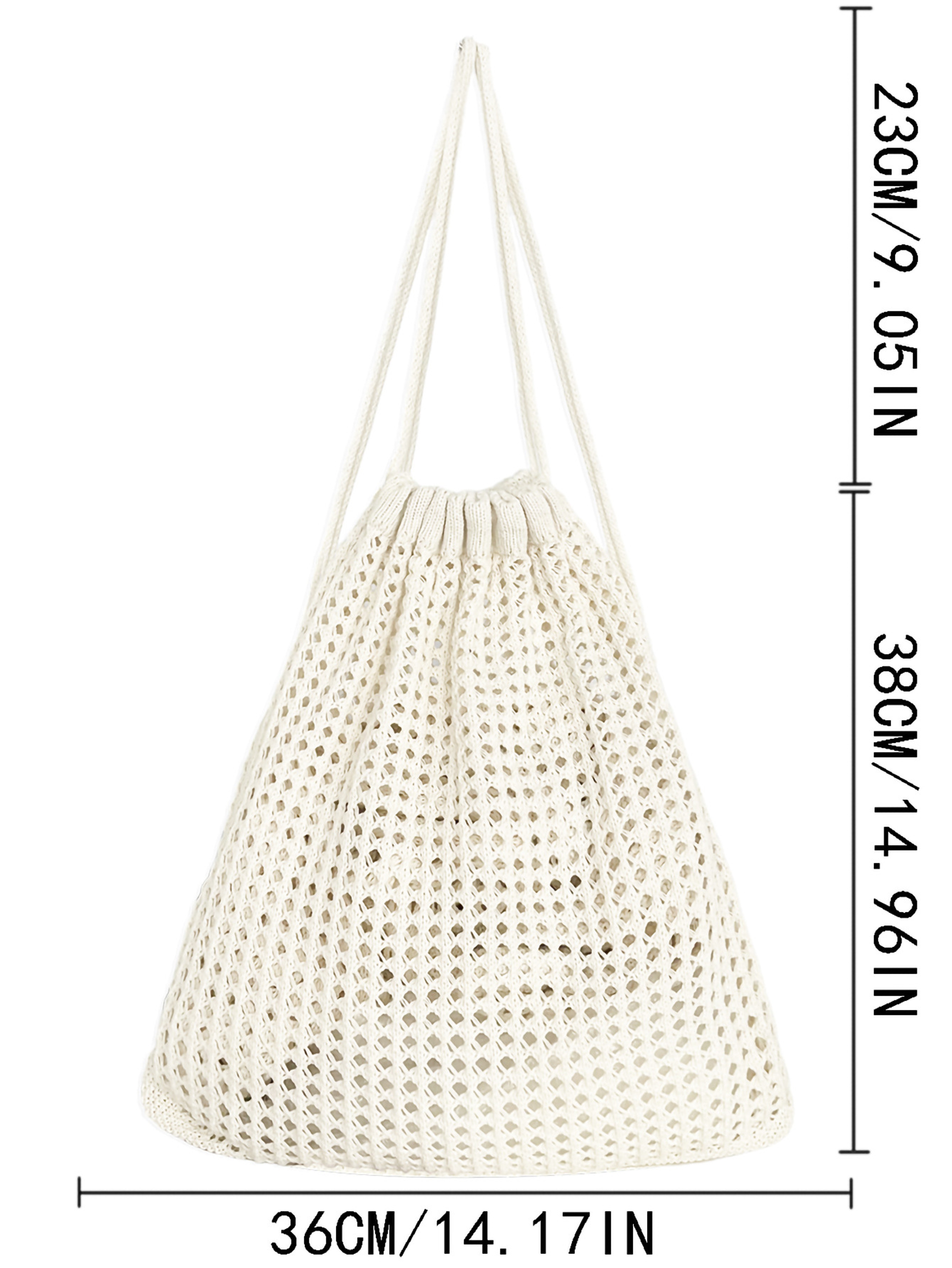 Handmade Knit Backpack Boho Crochet Beach Bag Drawstring Travel Backpack for Women – view 5