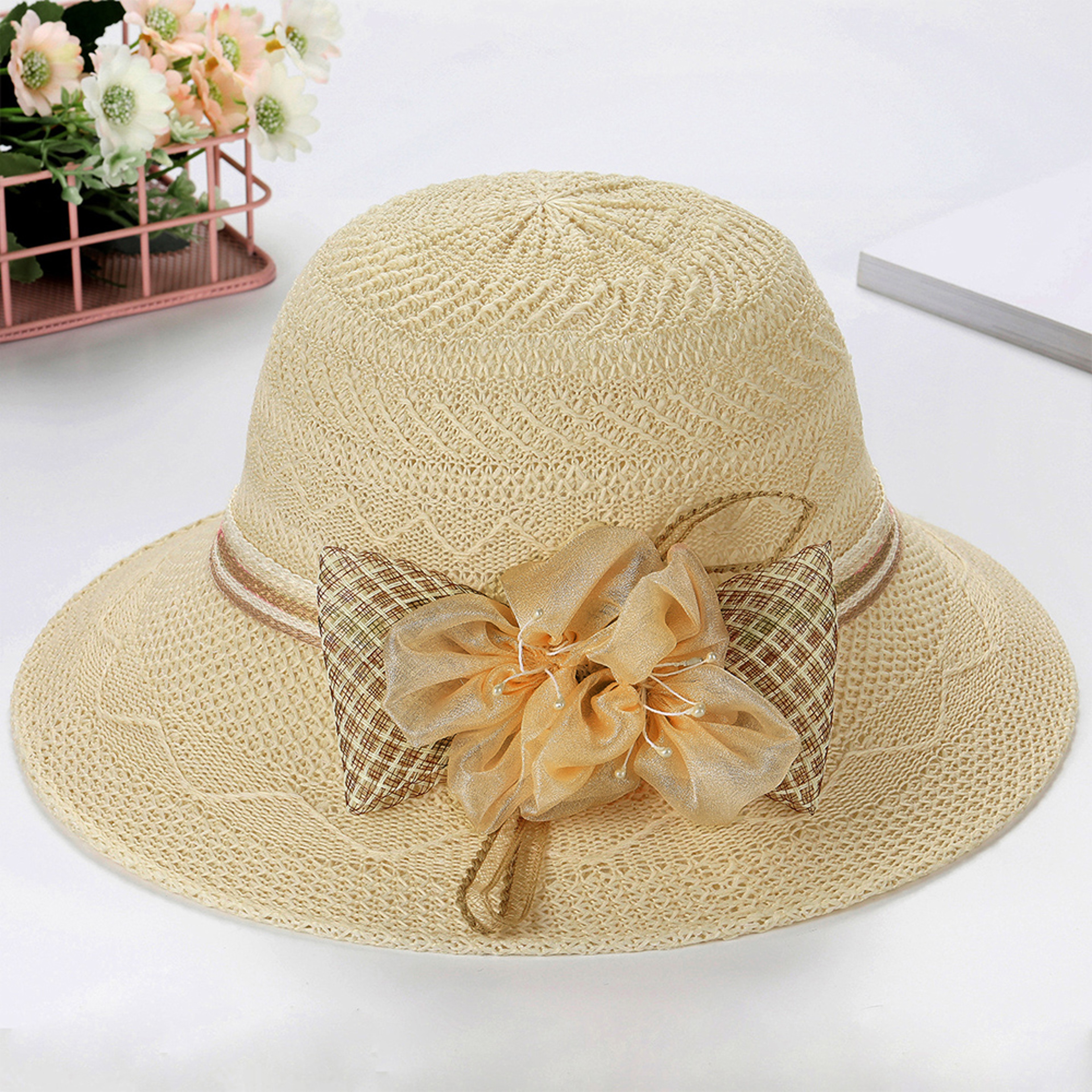 Elegant Wide Brim Straw Hat for Women Sun Protection and Beach Vacation – view 7