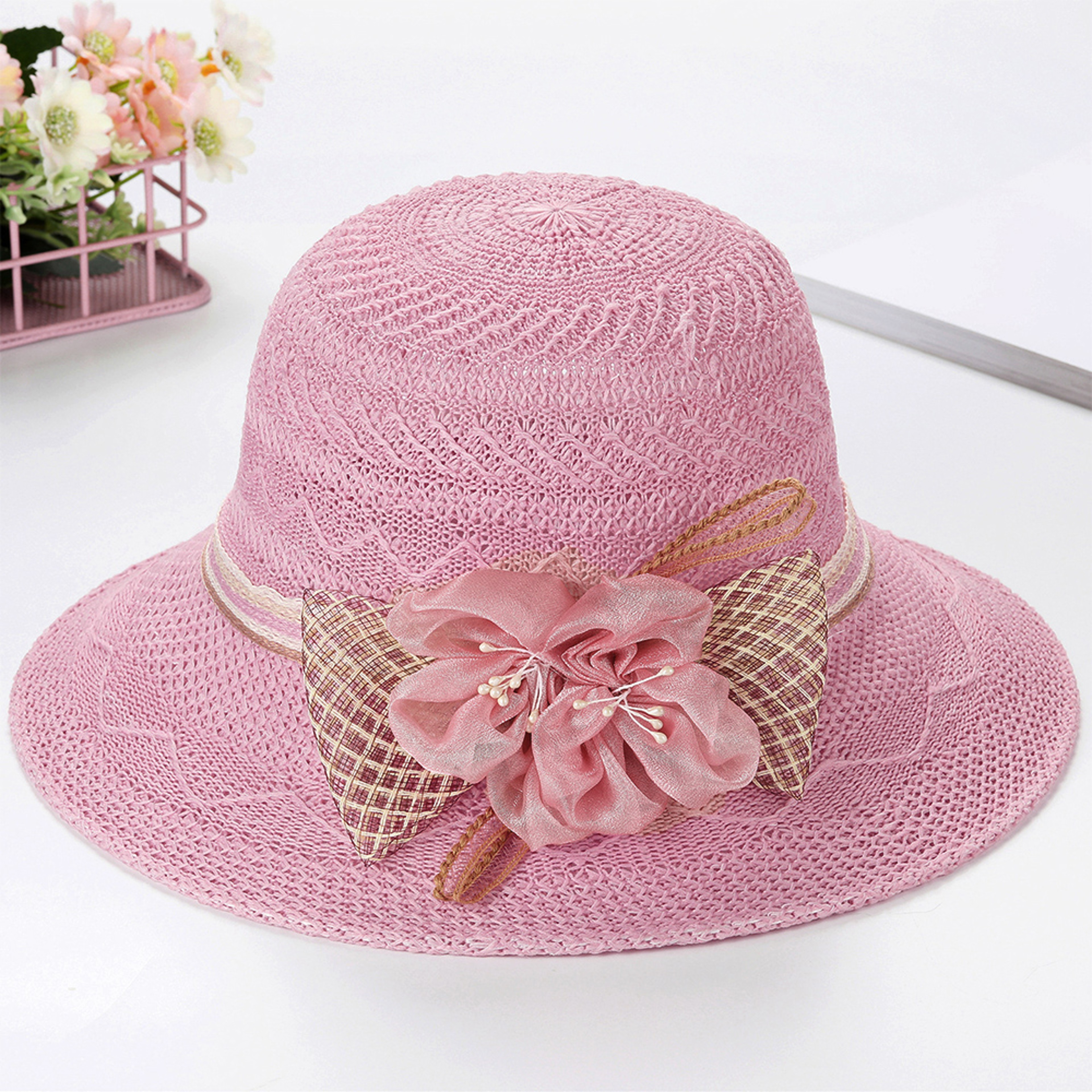 Elegant Wide Brim Straw Hat for Women Sun Protection and Beach Vacation – view 8