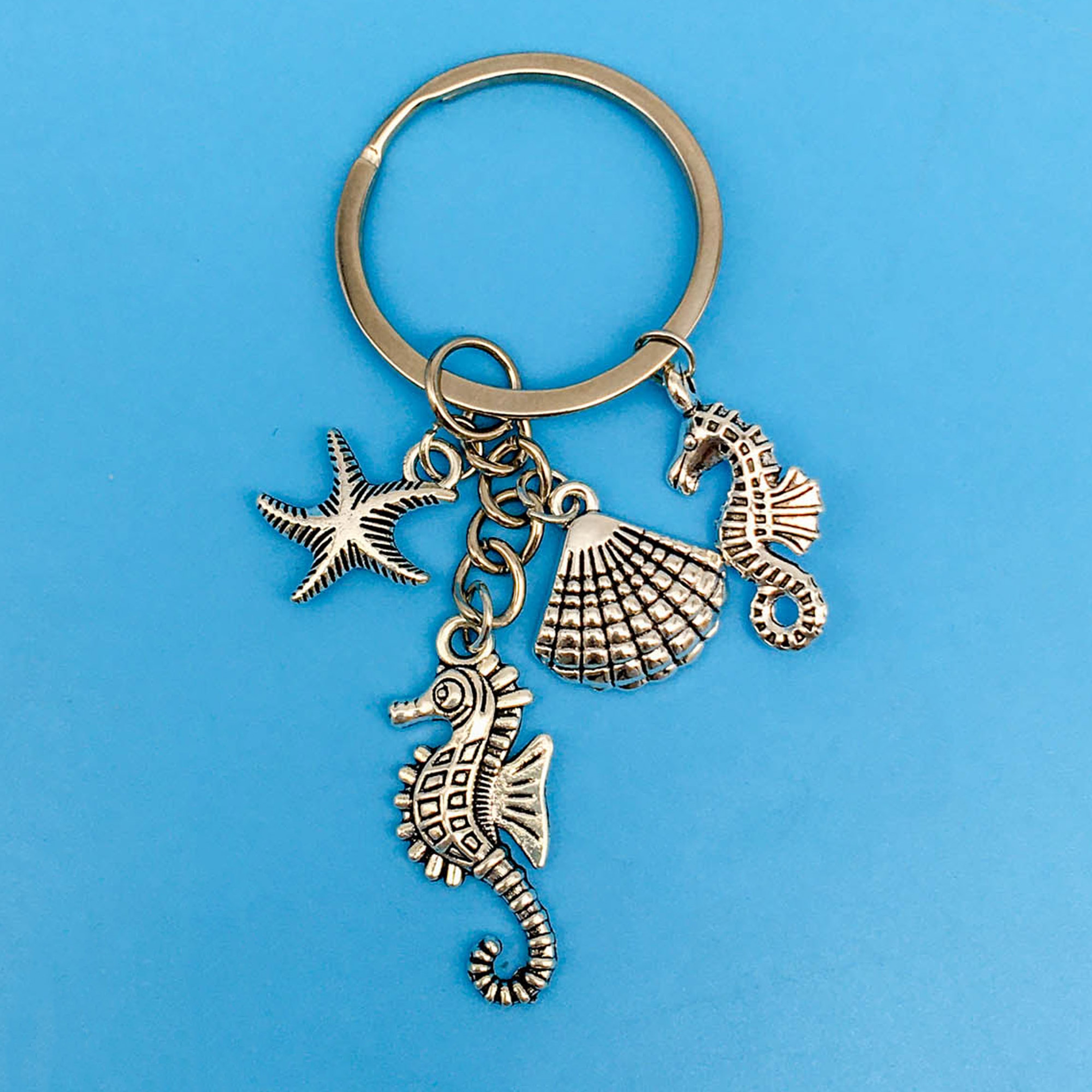 Sea Life Keychain with Starfish and Seahorse Charms, the Ultimate Ocean Themed Gift – view 6