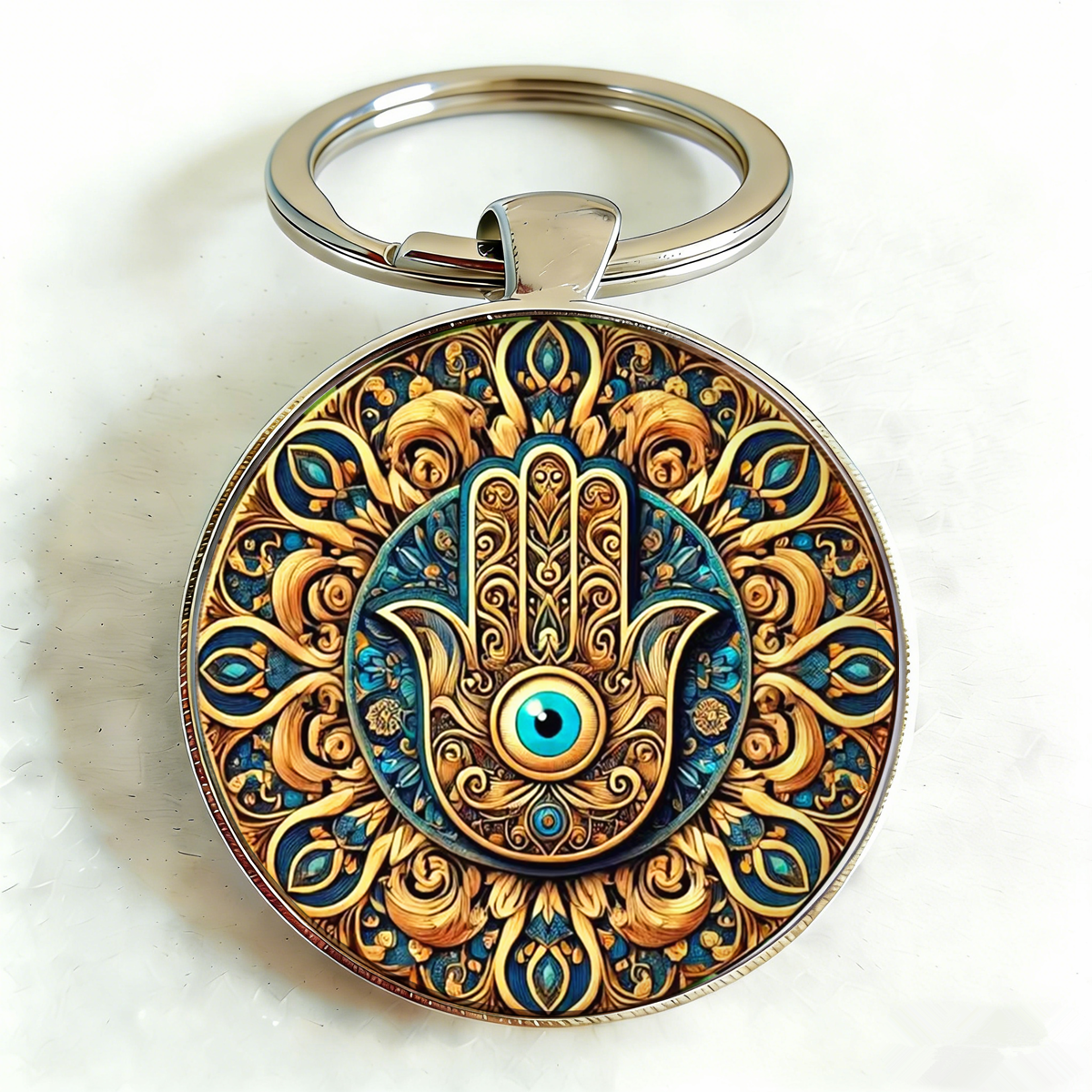 Vintage Hamsa Hand and Evil Eye Keychain – view 5