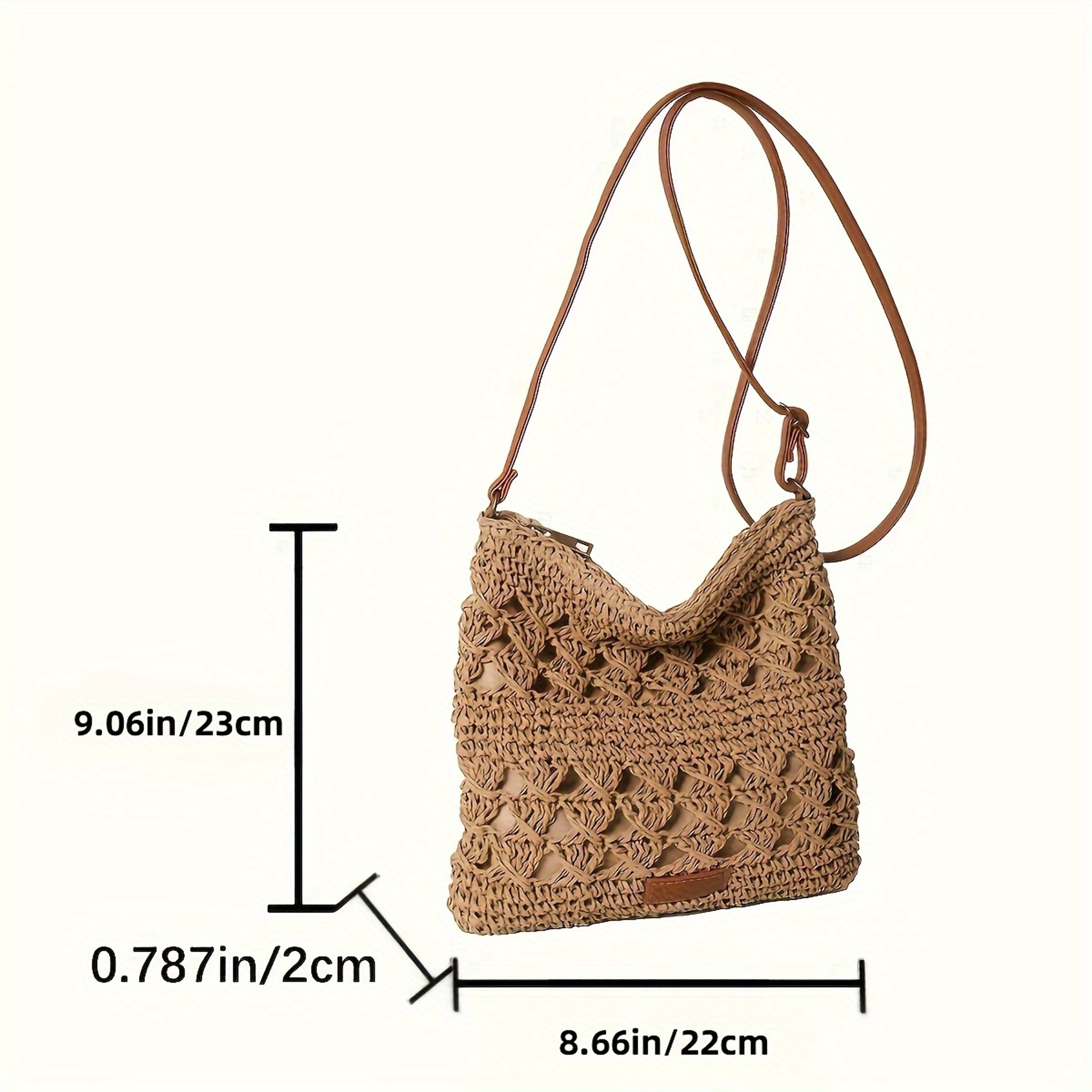 Handmade Straw Crossbody Bag for Women Summer Beach Purse – view 3