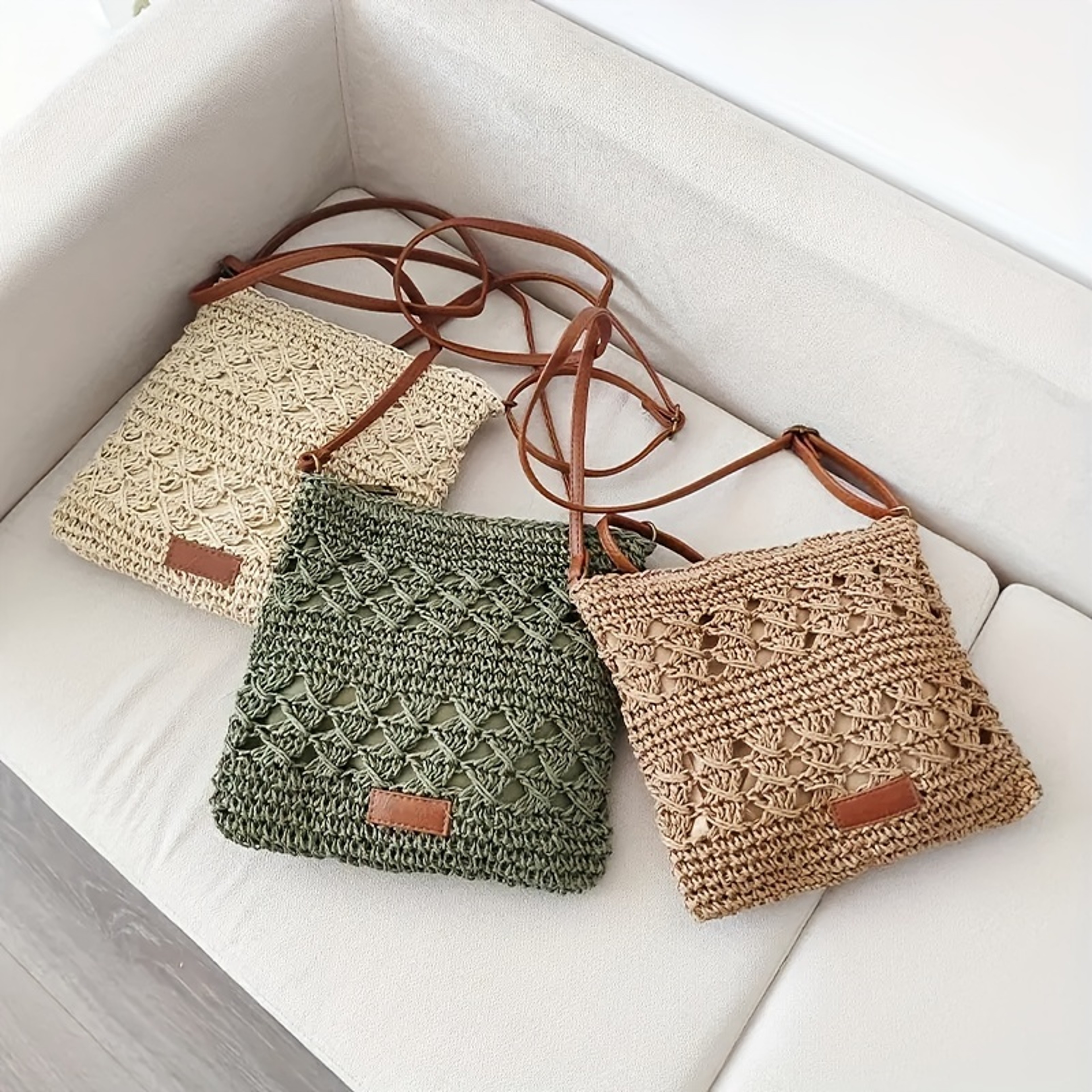 Handmade Straw Crossbody Bag for Women Summer Beach Purse – view 4