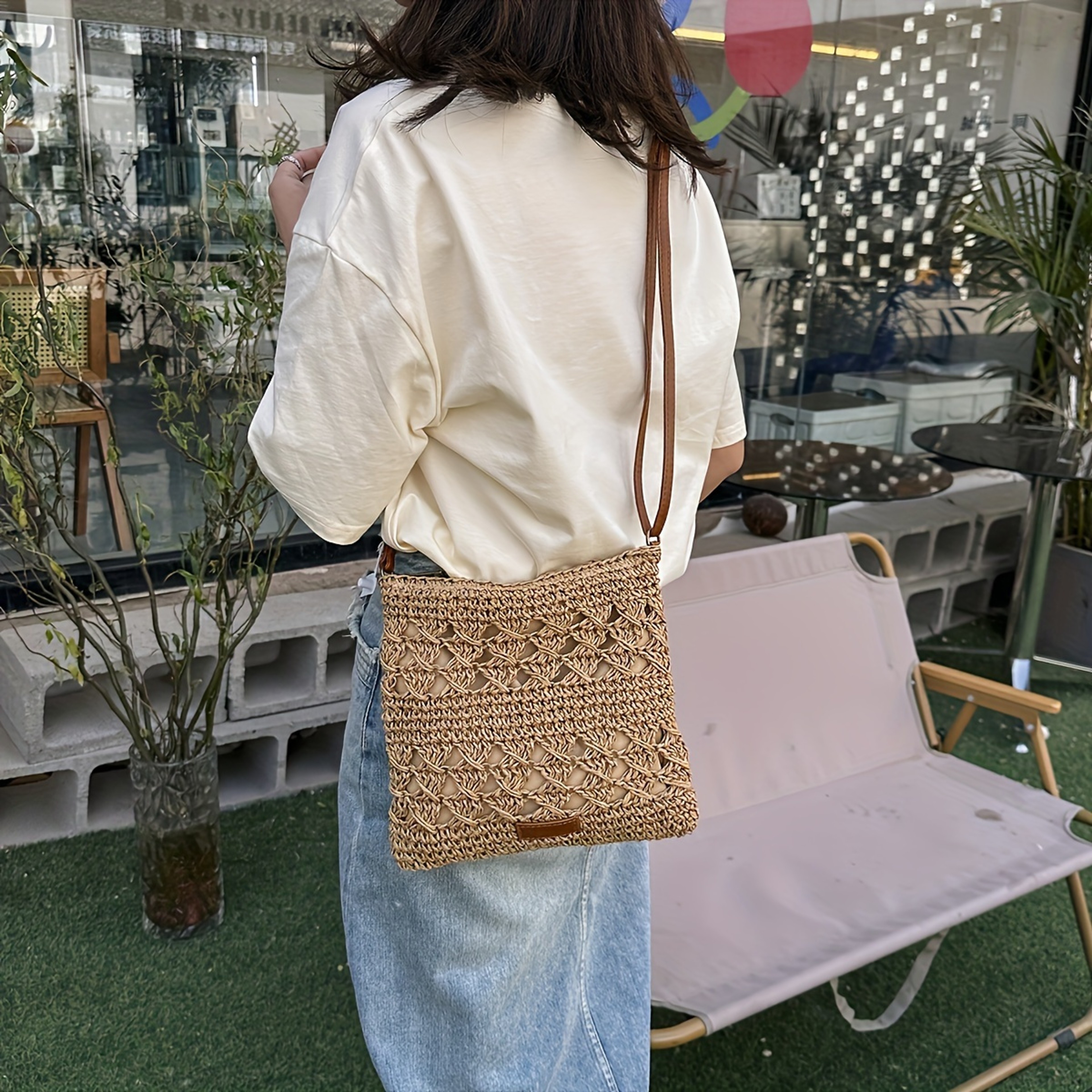 Handmade Straw Crossbody Bag for Women Summer Beach Purse – view 6