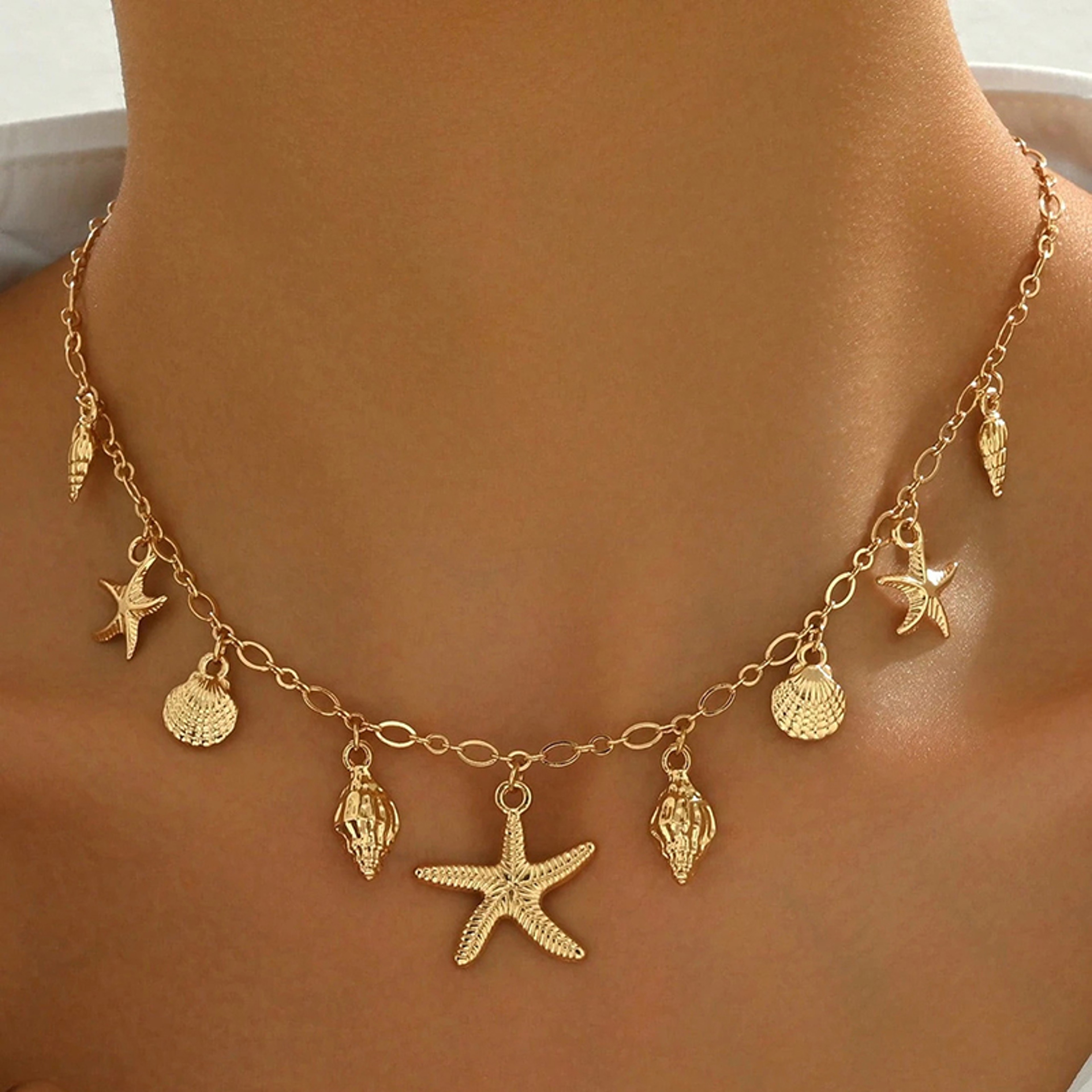 Bohemian Shell Starfish Pendant Necklace For Women 0