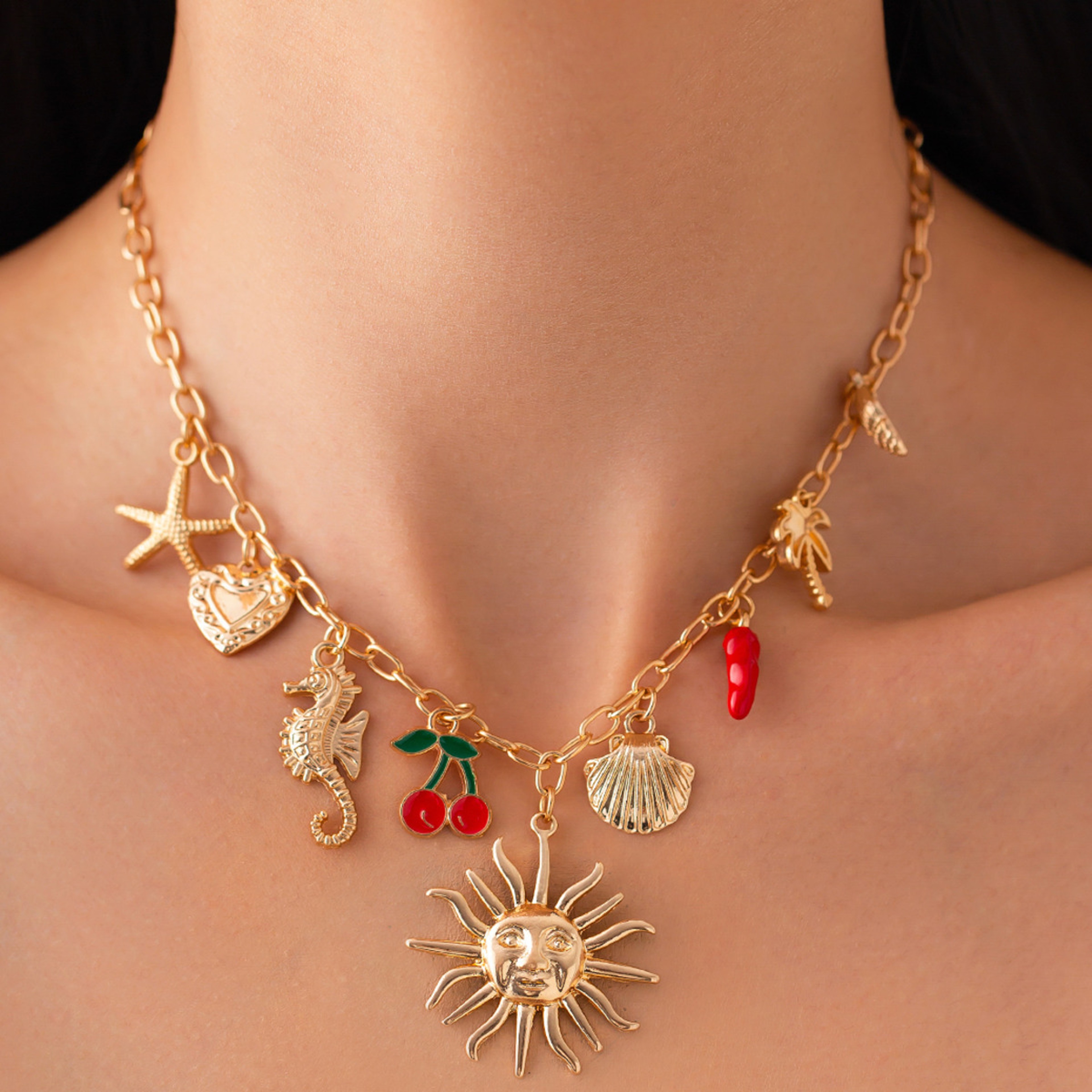 Salircon Gold Starfish Necklace For Women Vintage Summer Beach Jewelry 1