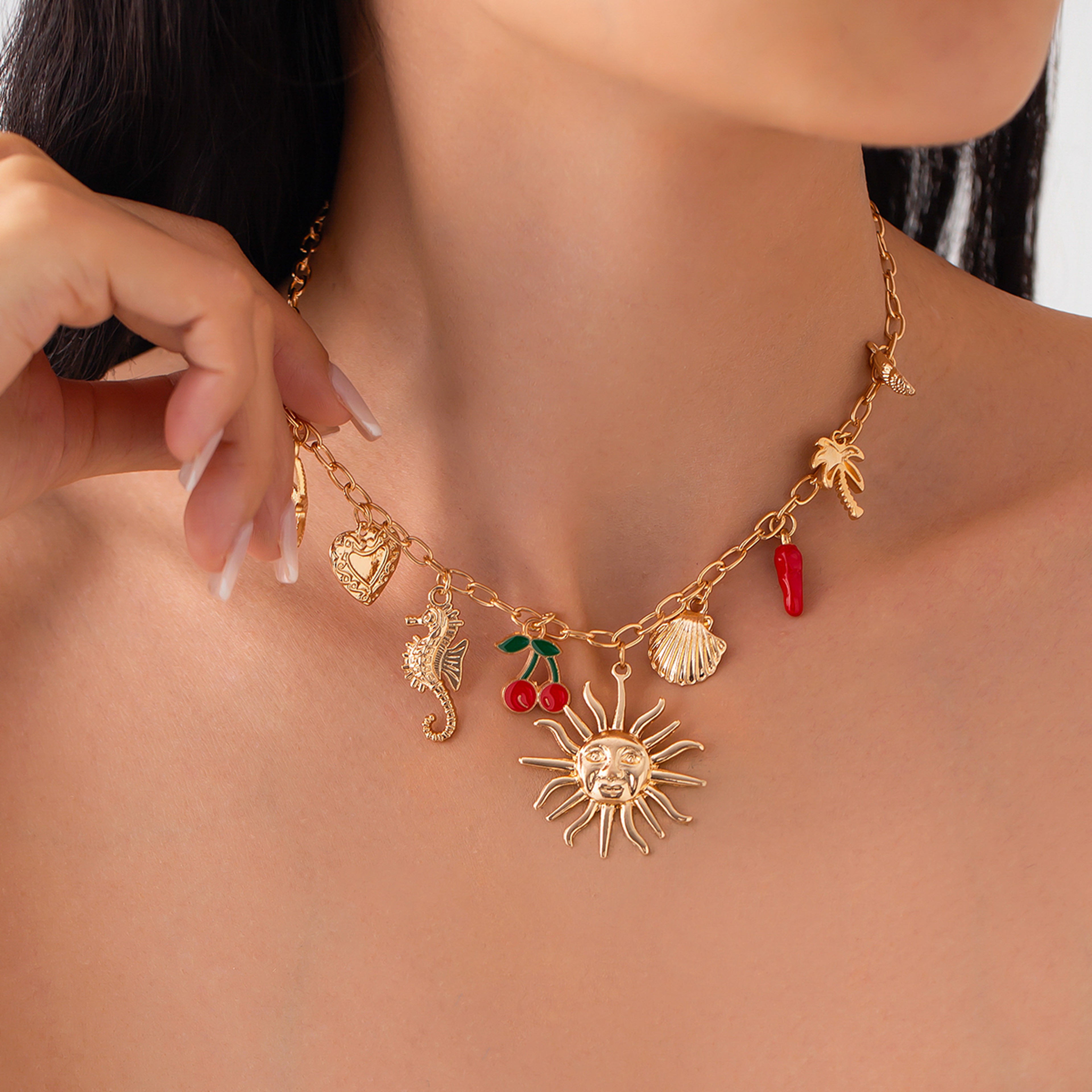Salircon Gold Starfish Necklace For Women Vintage Summer Beach Jewelry 5