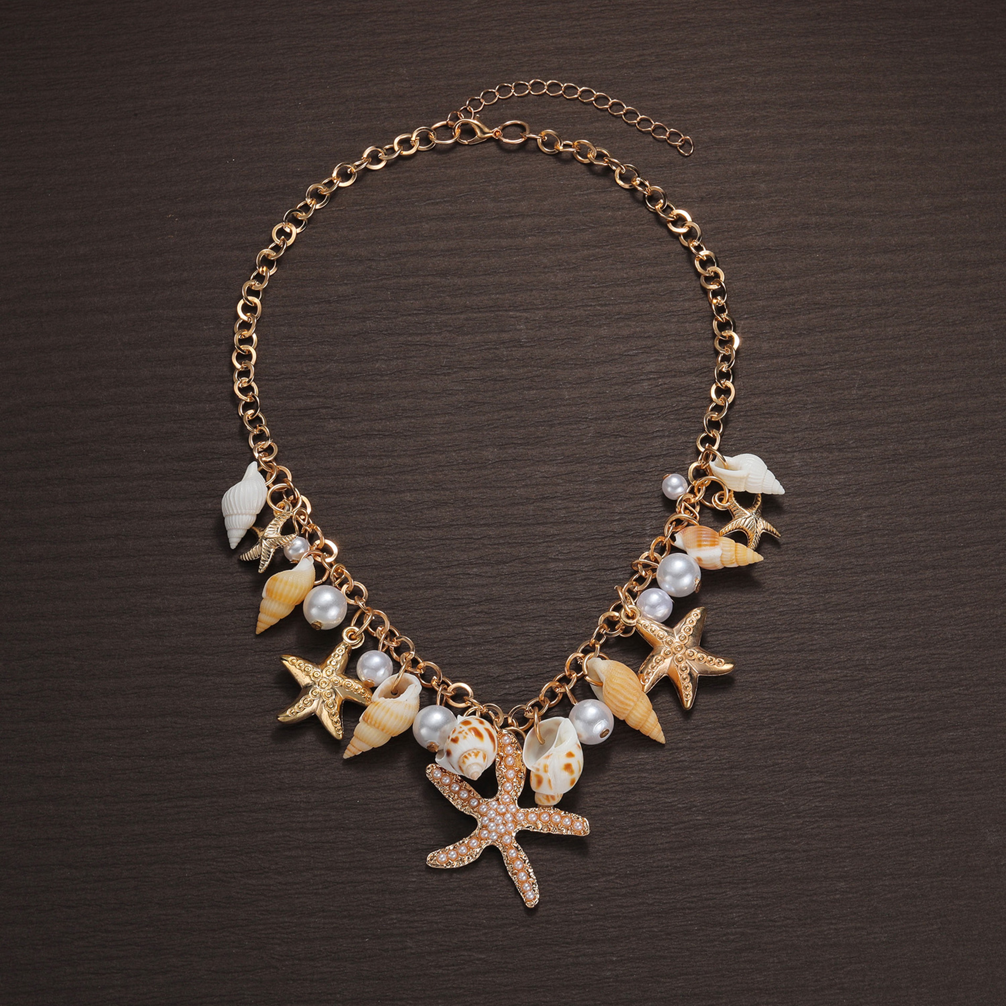 Bohemian Conch Shell Starfish Pearl Necklace For Women 2