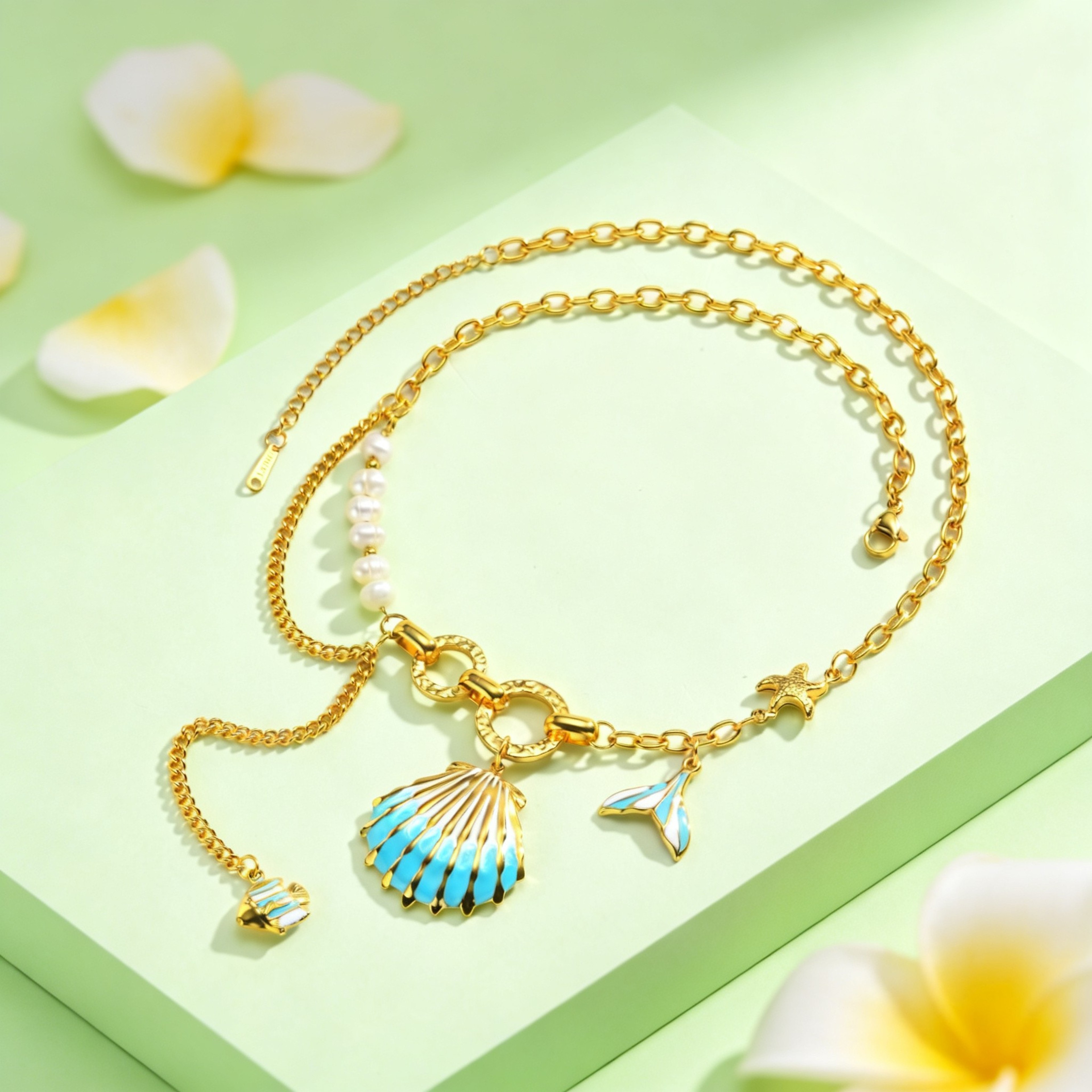 Ocean Breeze Shell And Pearl Pendant Necklace 4