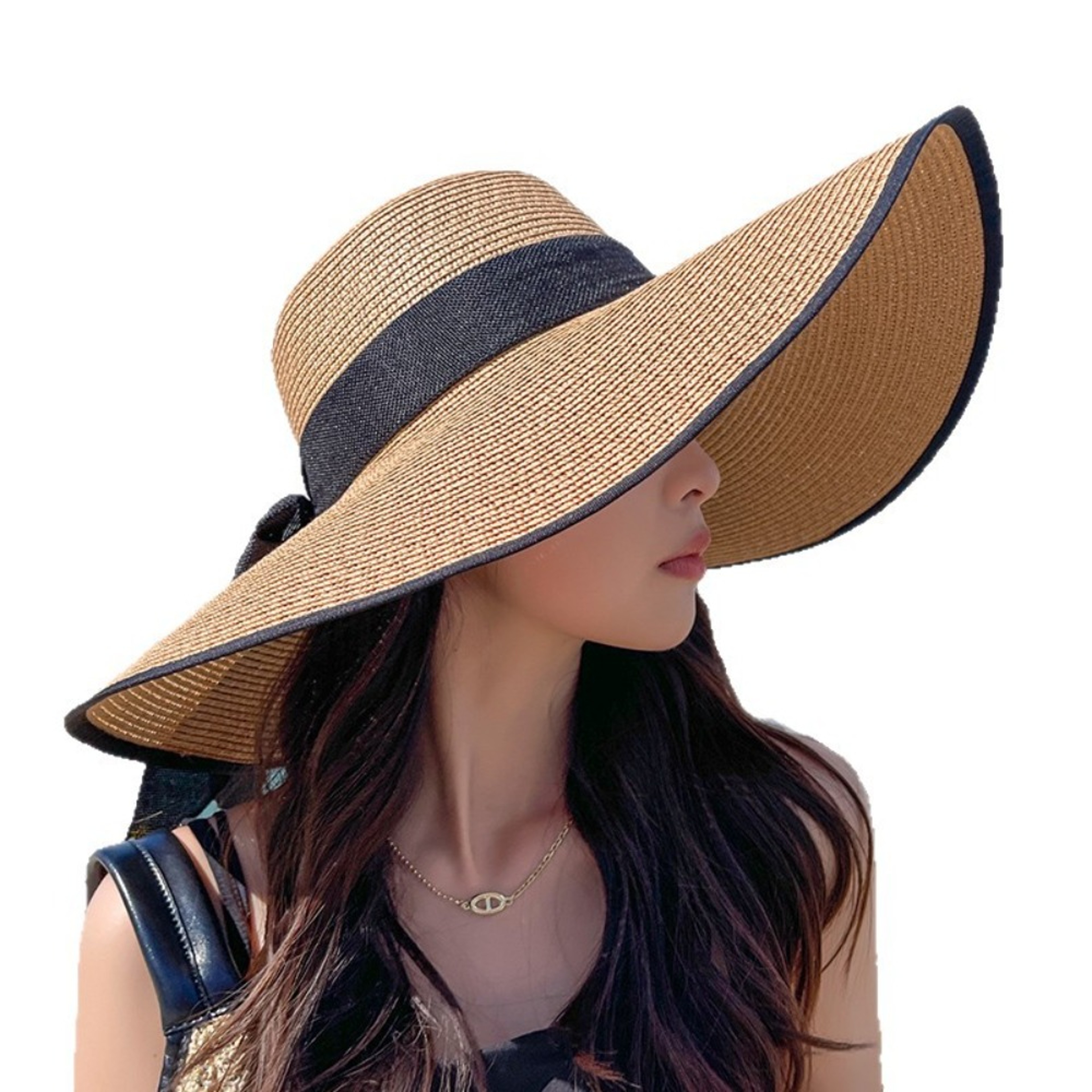 Womens Wide Brim Straw Hat for Summer Beach Vacation and Sun Protection – view 5