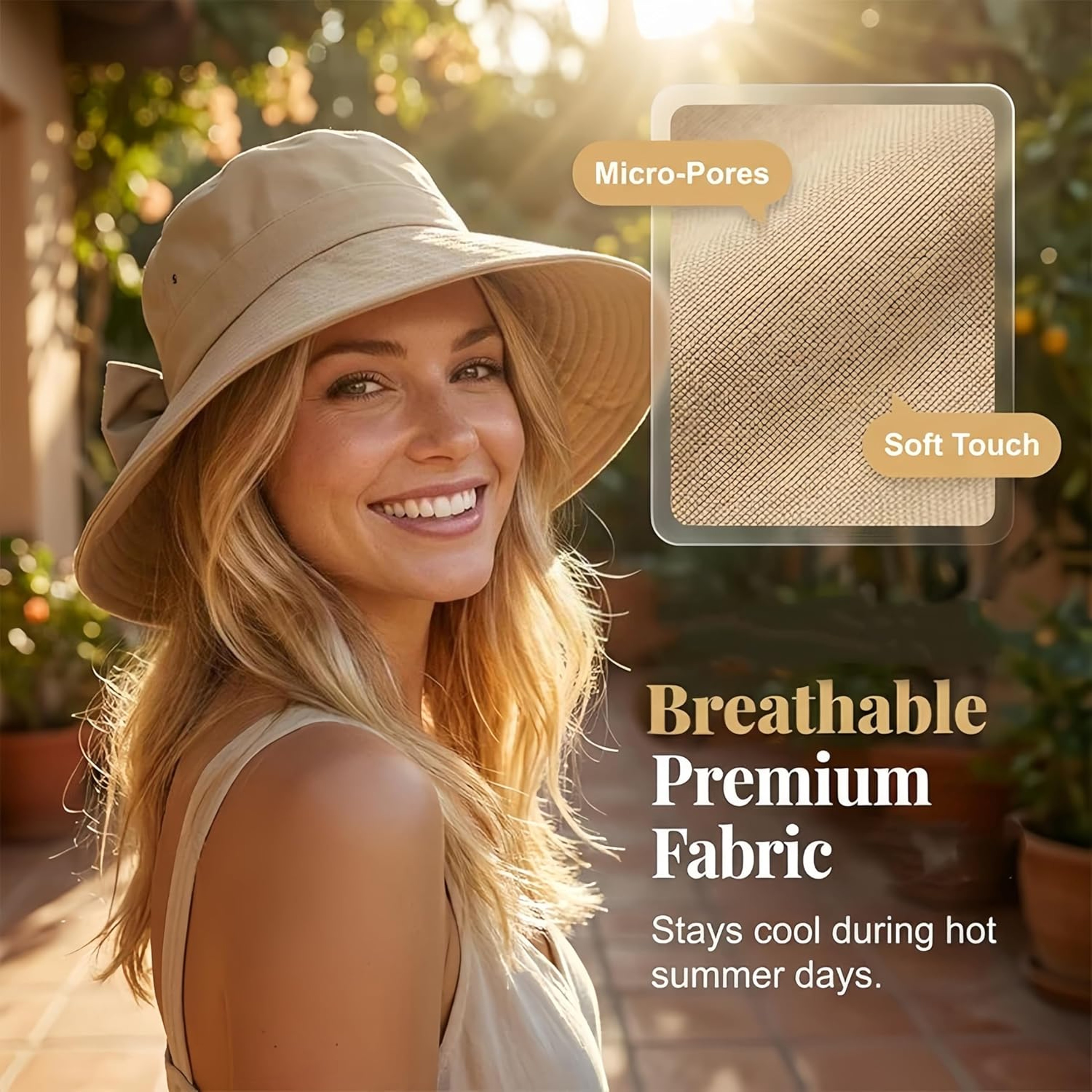 Womens Bowknot Wide Brim Sun Hat Foldable UV Protection Beach Hat – view 4