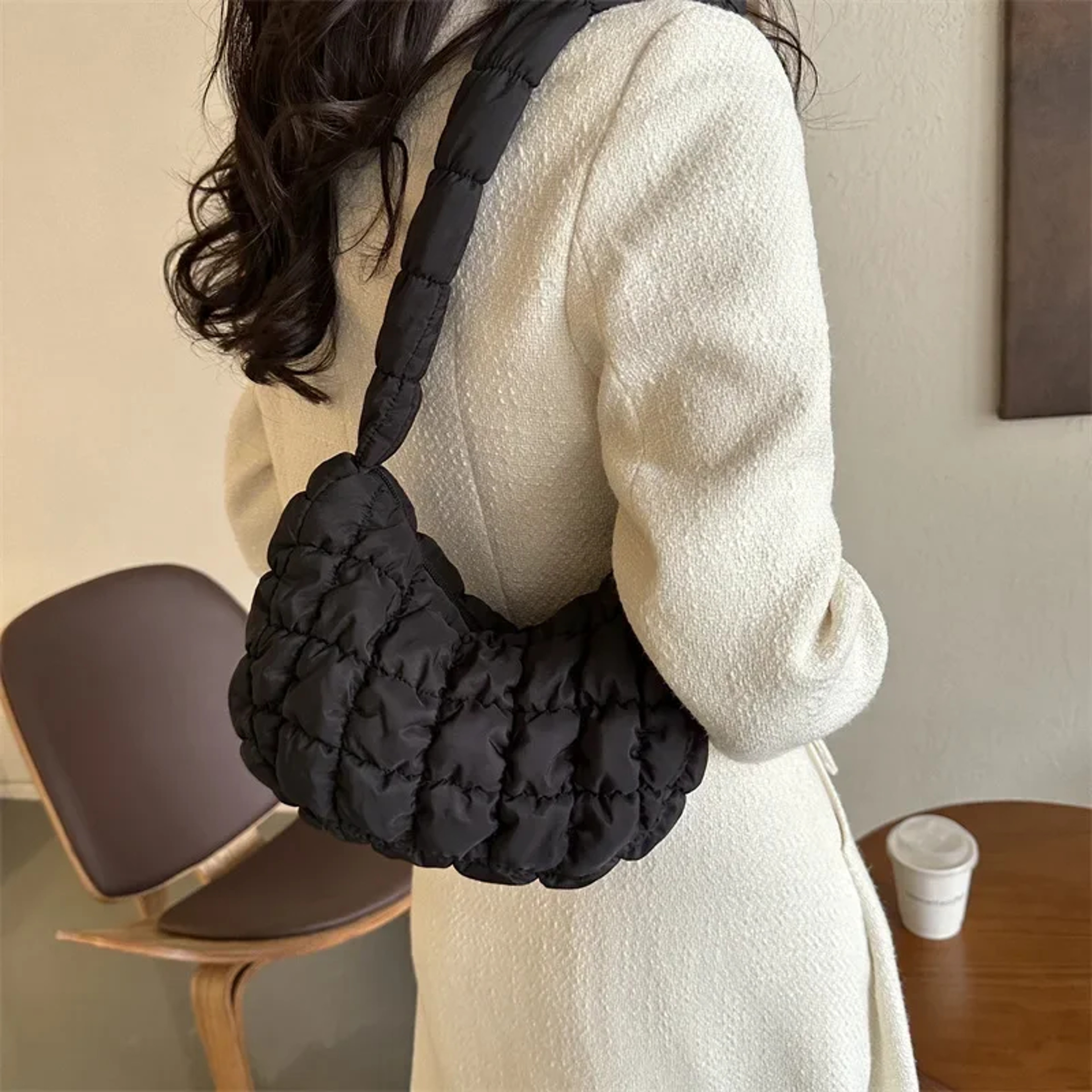 Quilted Puffer Tote and Cloud Shoulder Bag – view 3