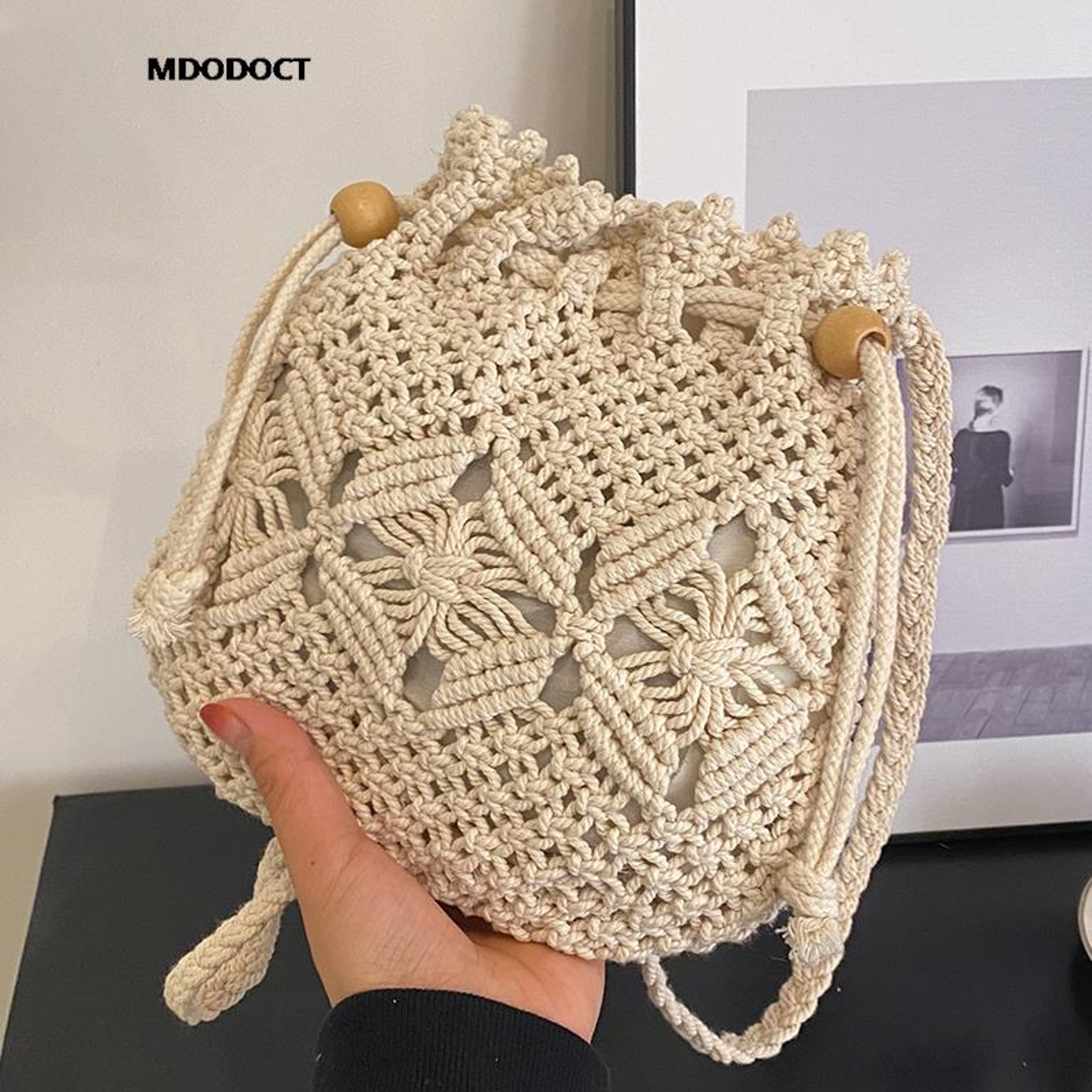 Luxury Straw Woven Crossbody Bucket Bag for Women Summer Beach Travel – view 7