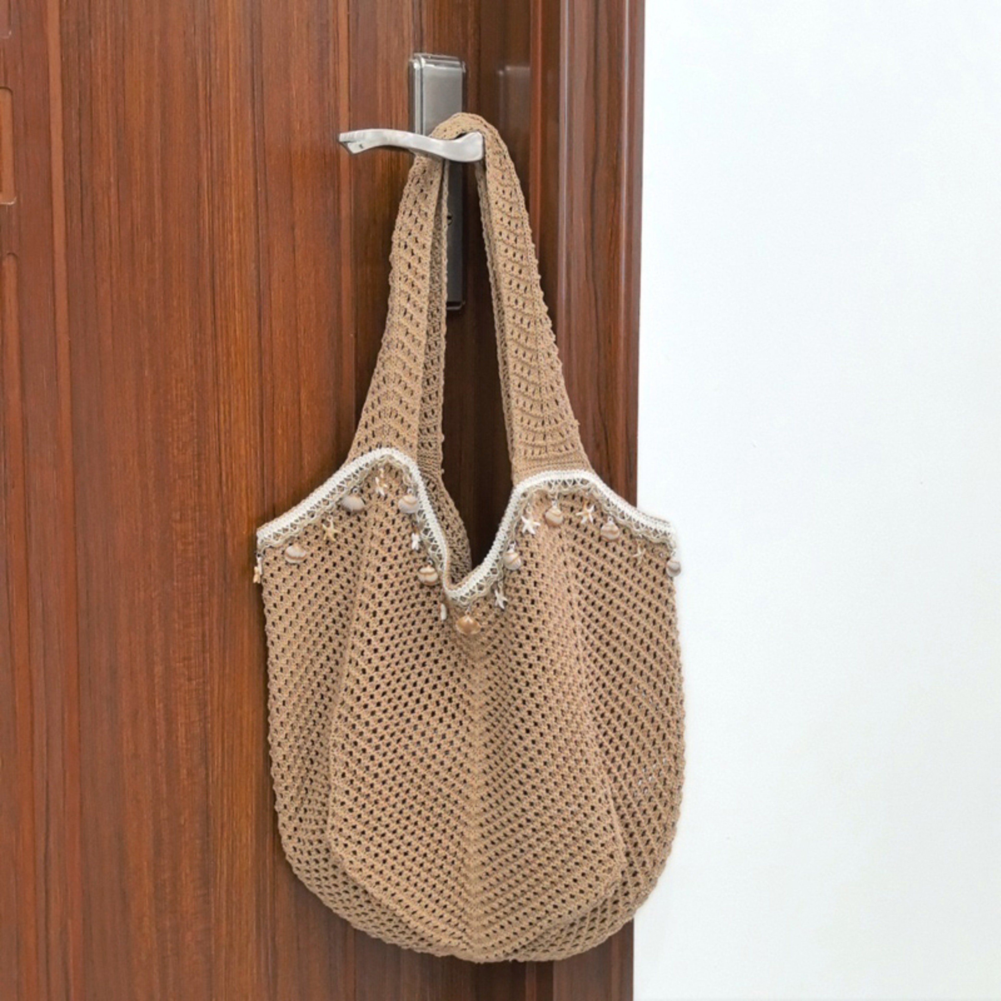 Chic Boho crochet tote bag for Women Large Capacity hollow out knitted bag – view 4