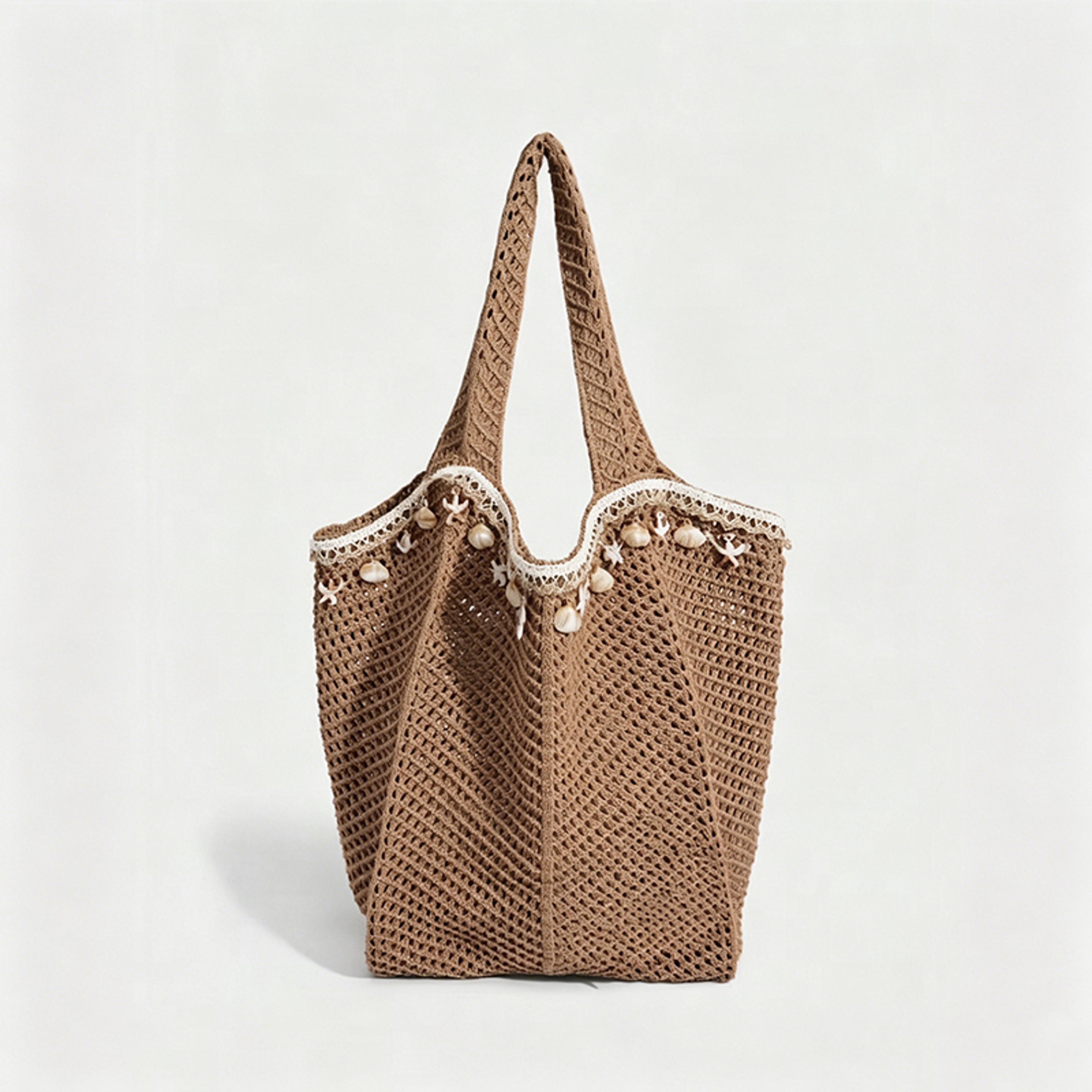 Chic Boho crochet tote bag for Women Large Capacity hollow out knitted bag – view 8