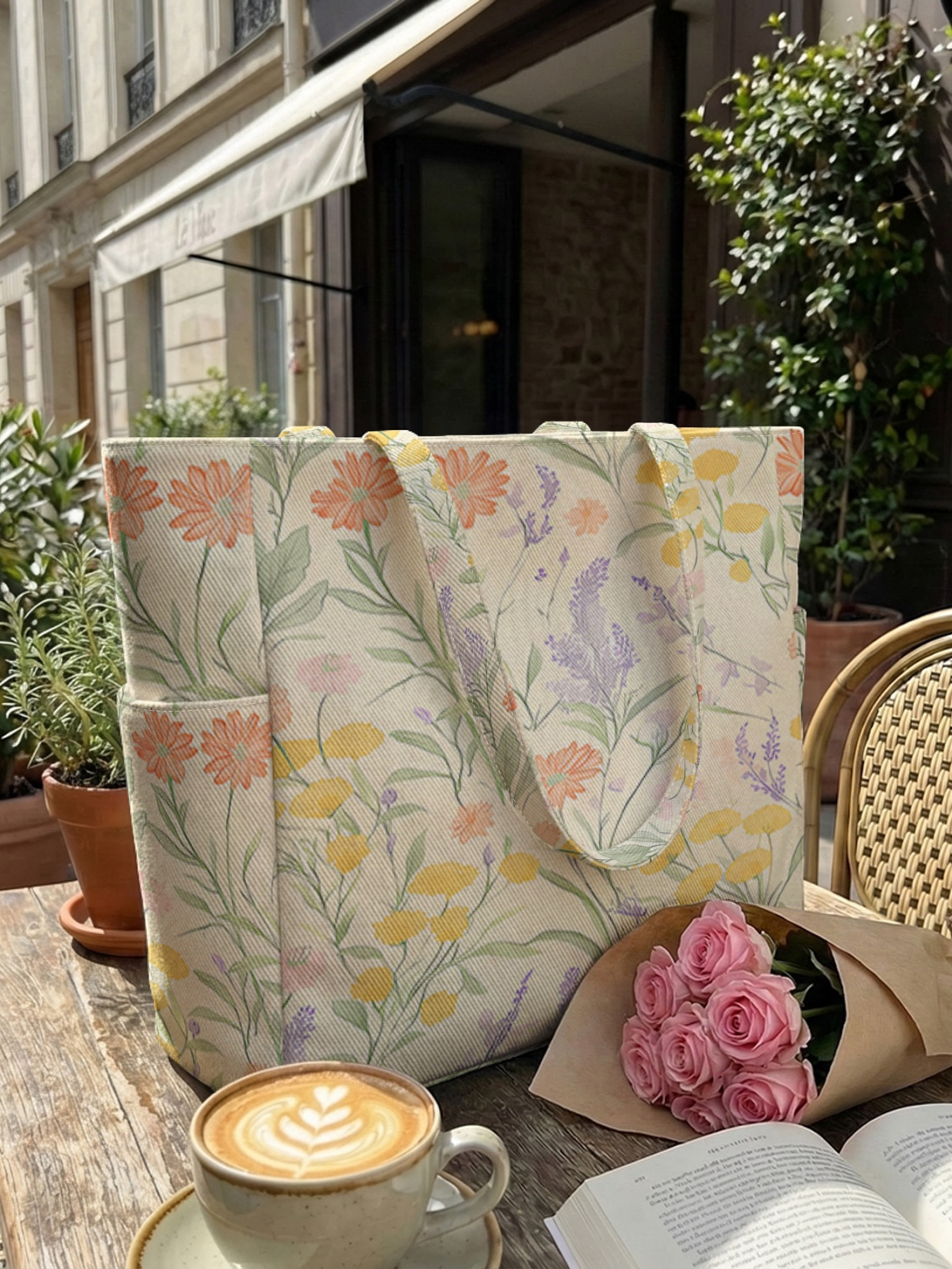 Floral Canvas Tote Bag for Women – view 4
