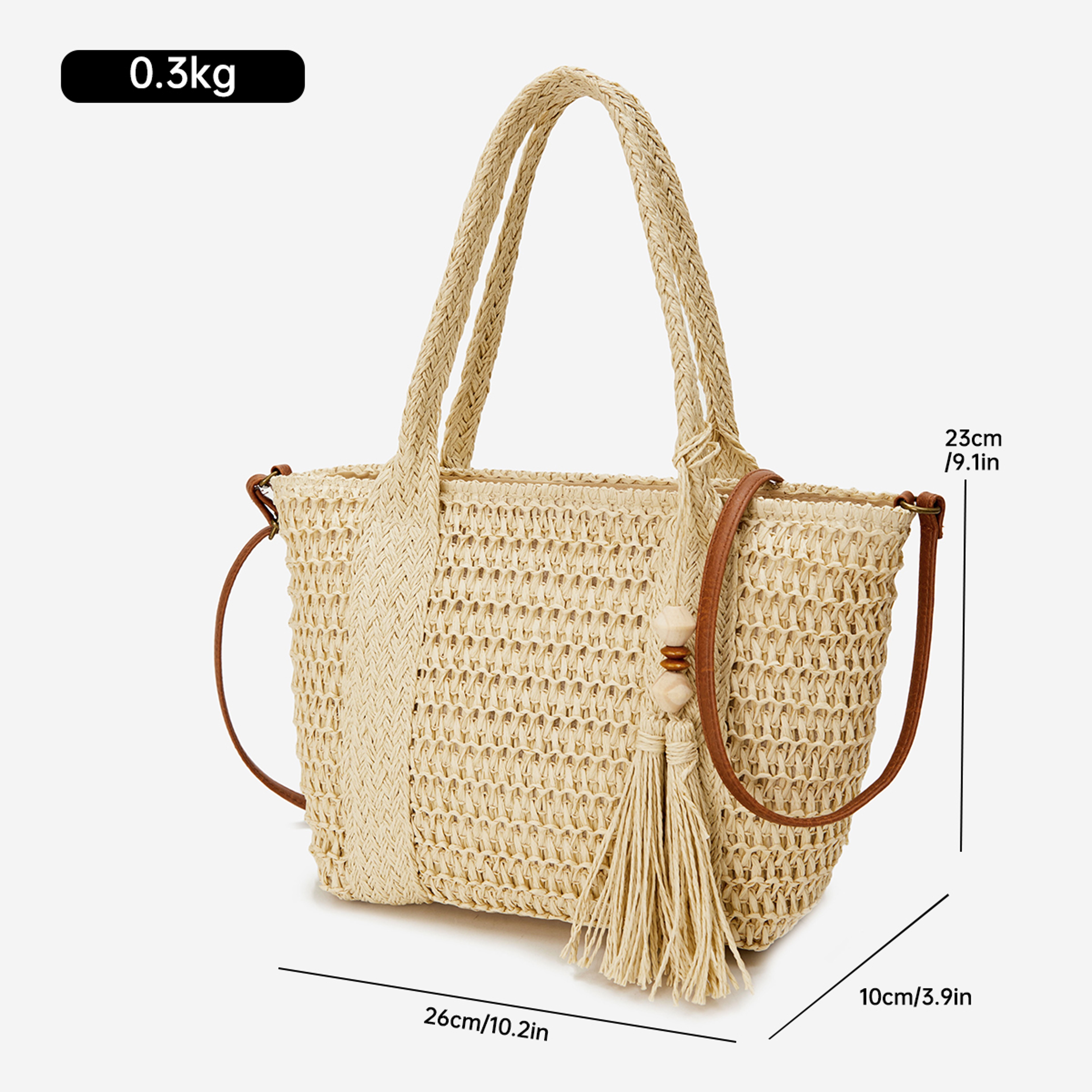 Casual Knitted Straw Beach Bag Large Woven Summer Shoulder Tote – view 4