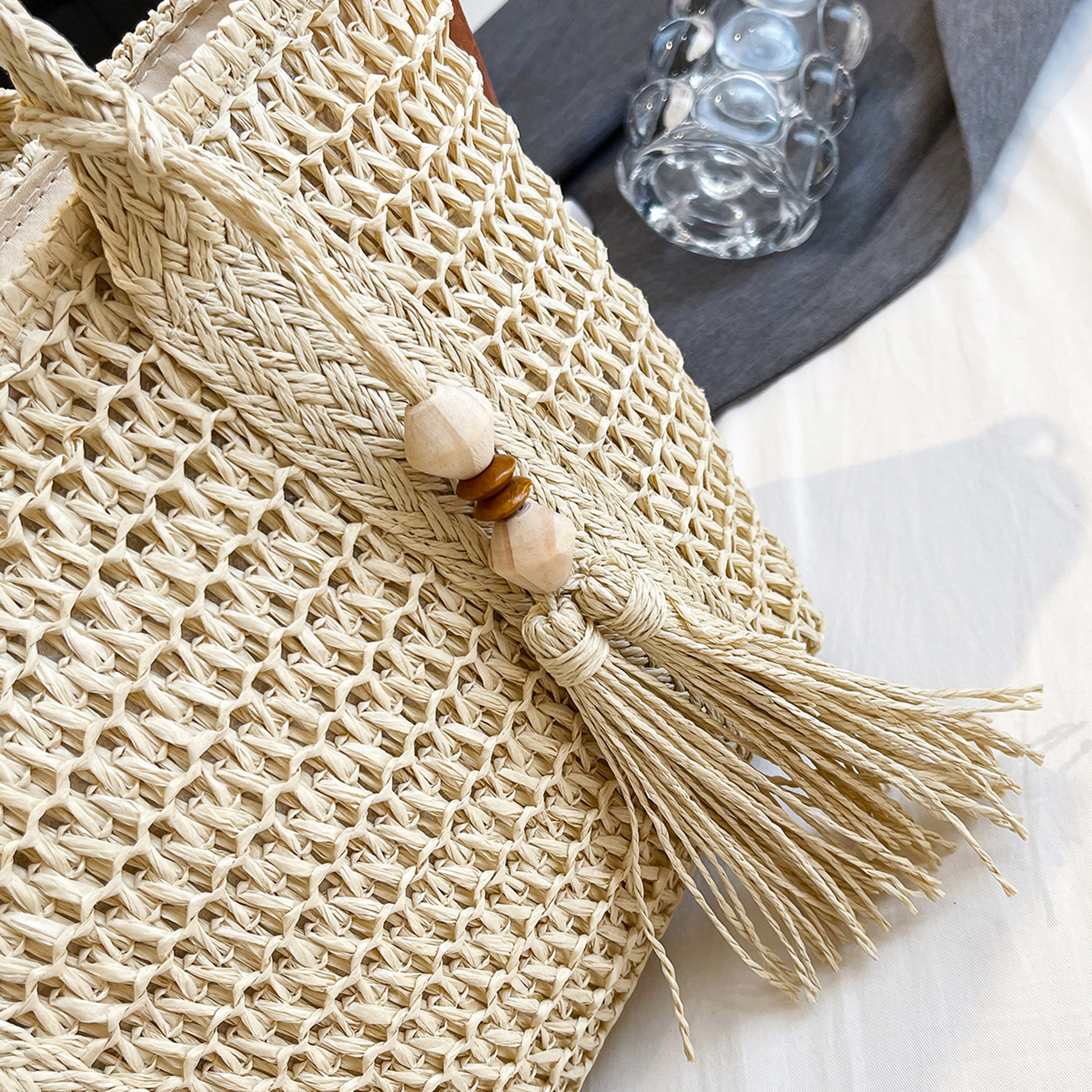 Casual Knitted Straw Beach Bag Large Woven Summer Shoulder Tote – view 6