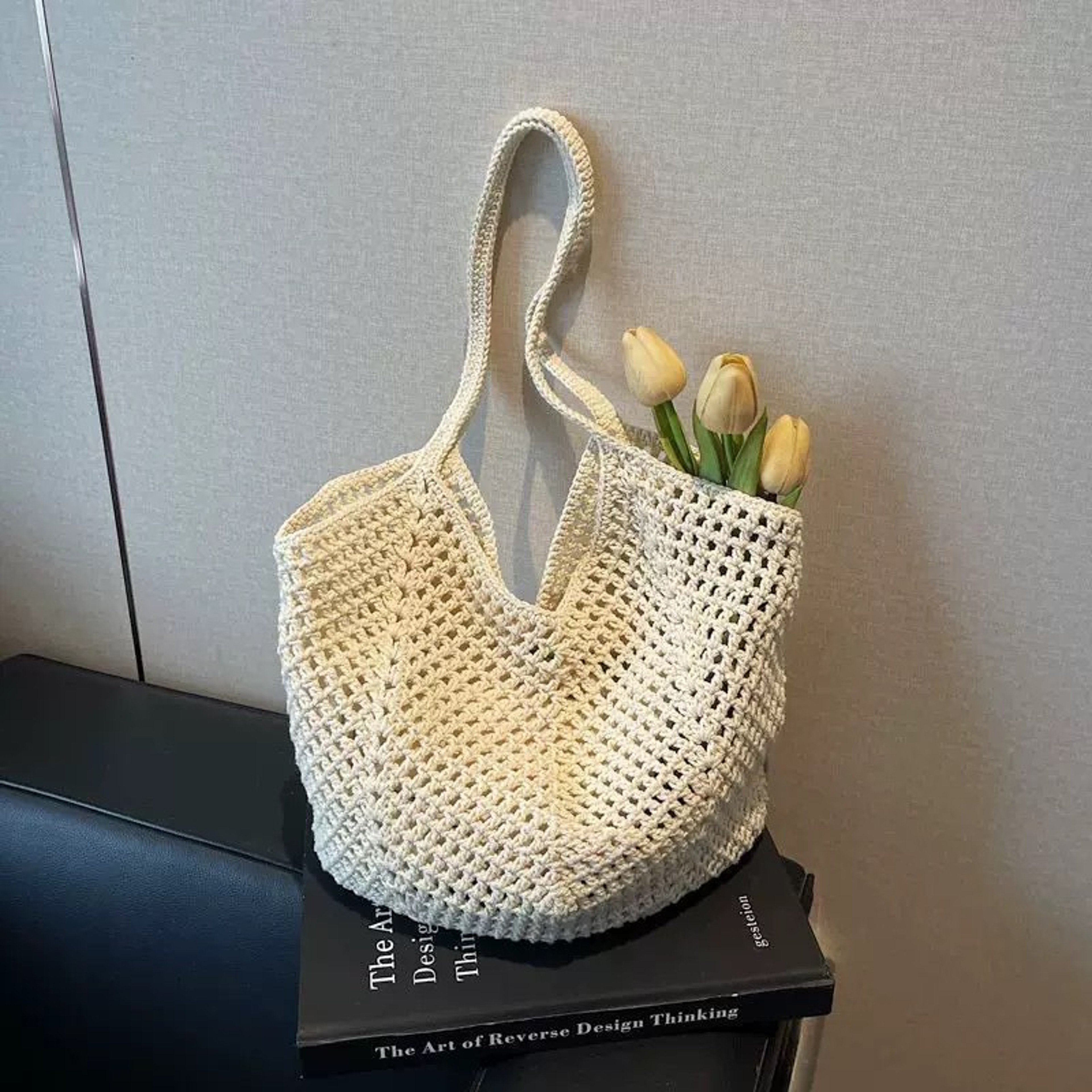 Chic Woven Hollow Out Beach Tote Bag – view 7