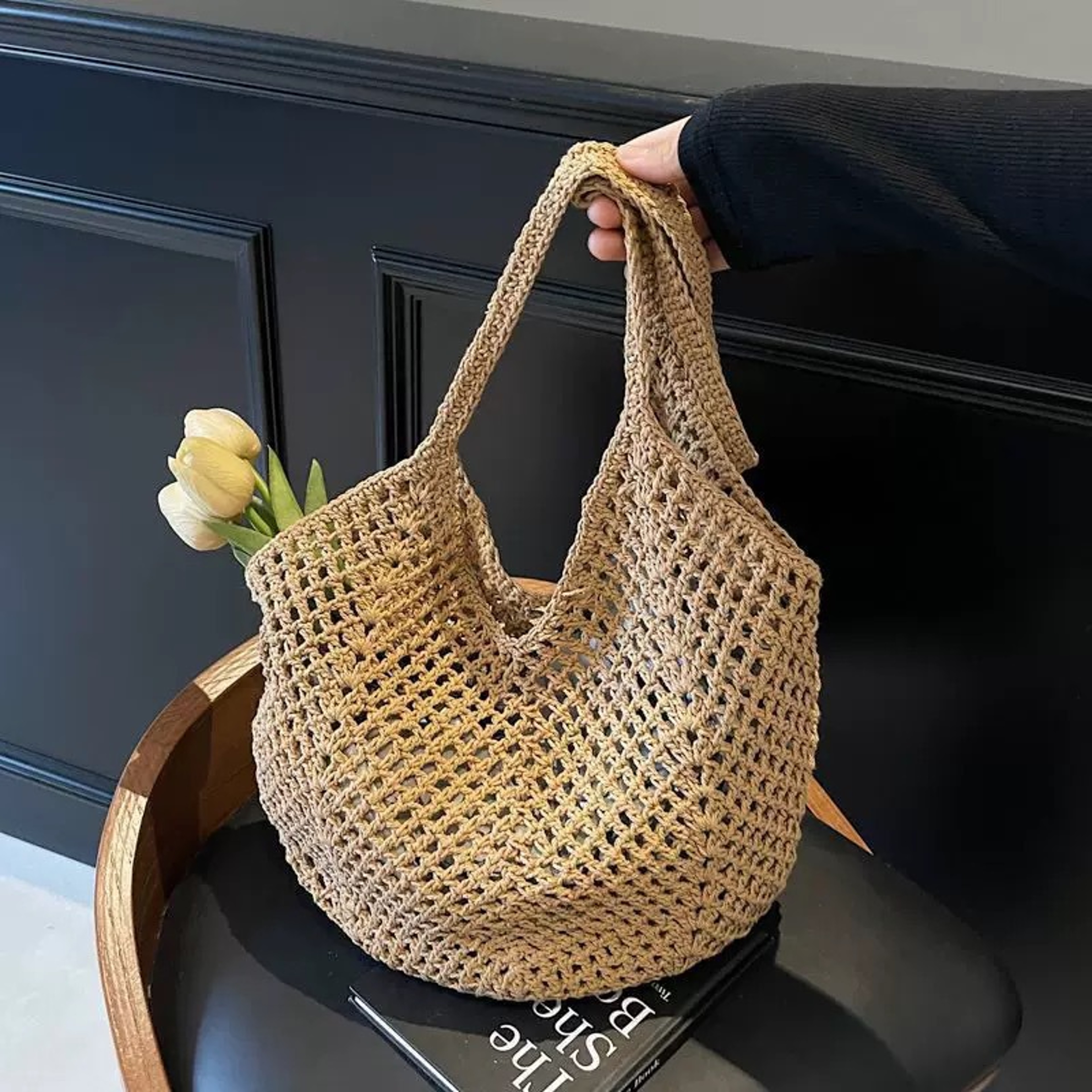 Chic Woven Hollow Out Beach Tote Bag – view 8