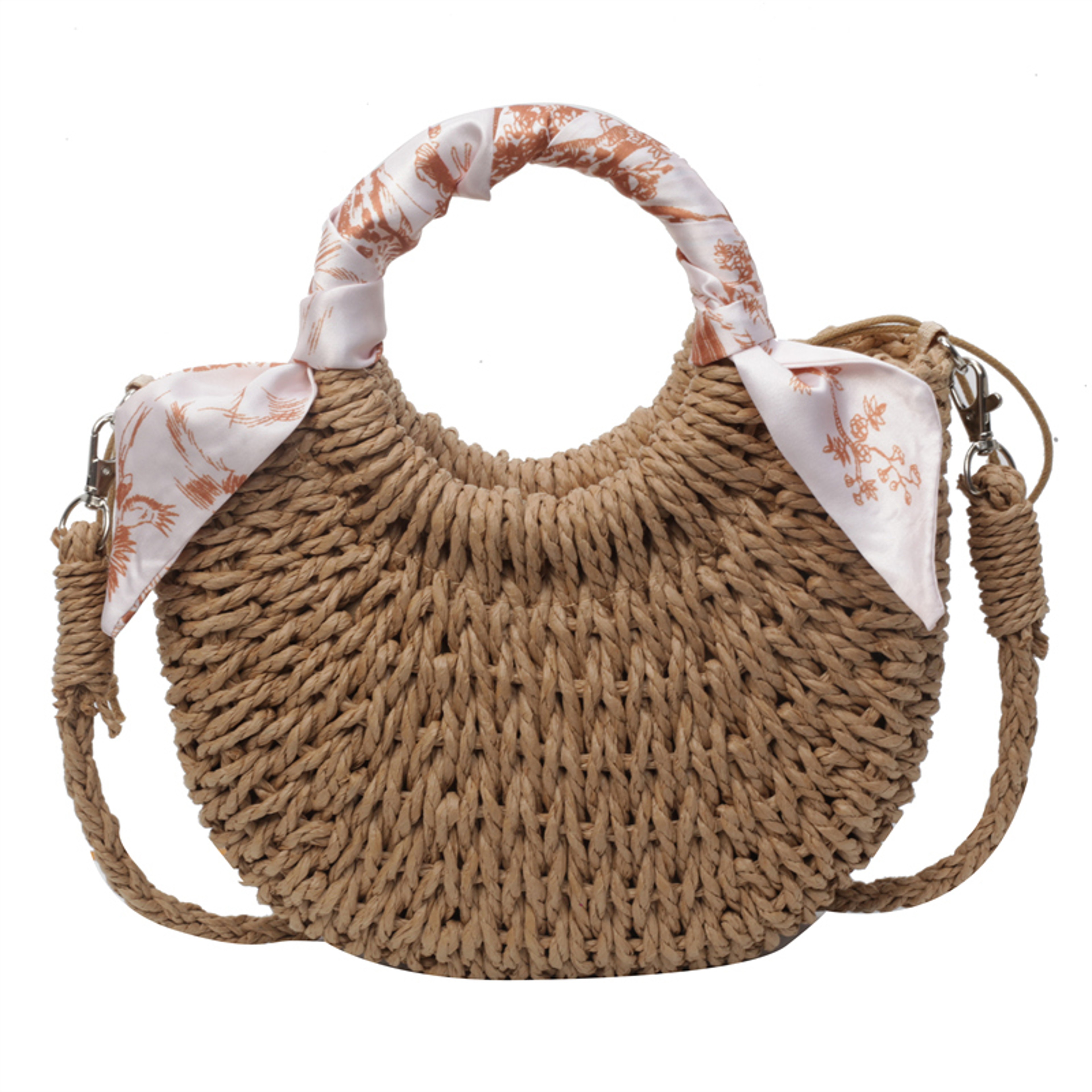 Handmade Rattan Woven straw bag and summer beach bag with Half-Moon Design – view 8