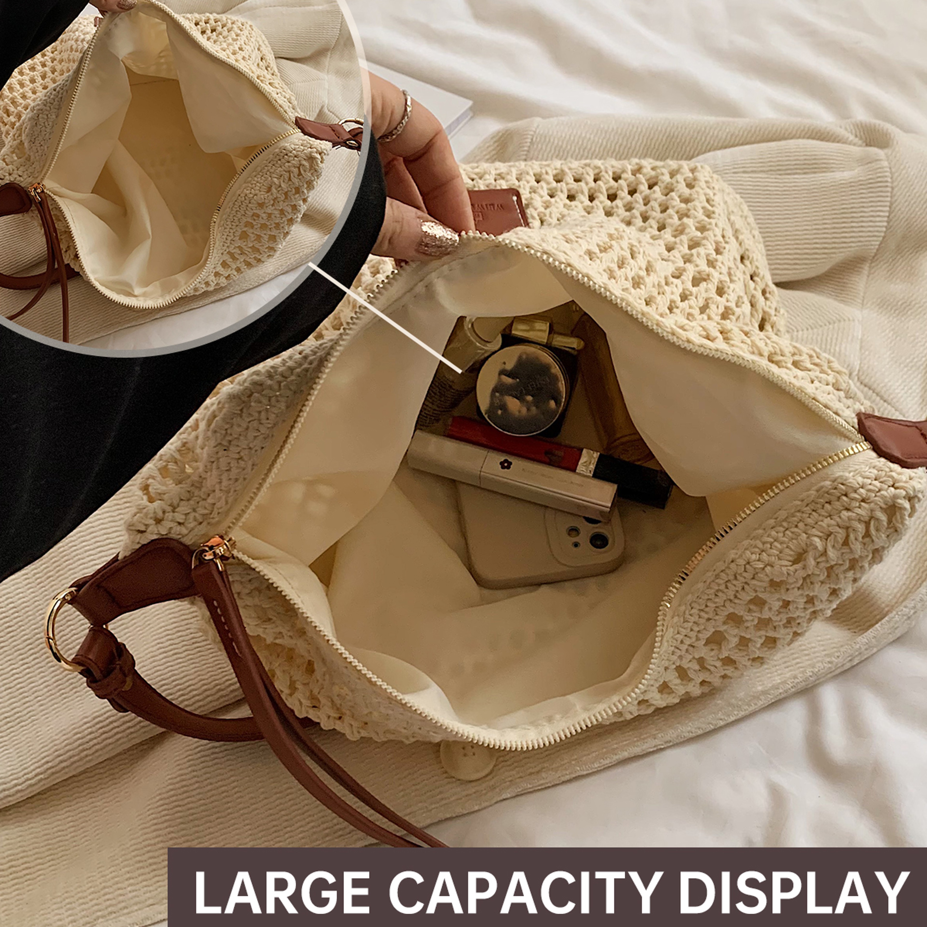 Handmade Woven Straw Beach Tote Bag – view 3