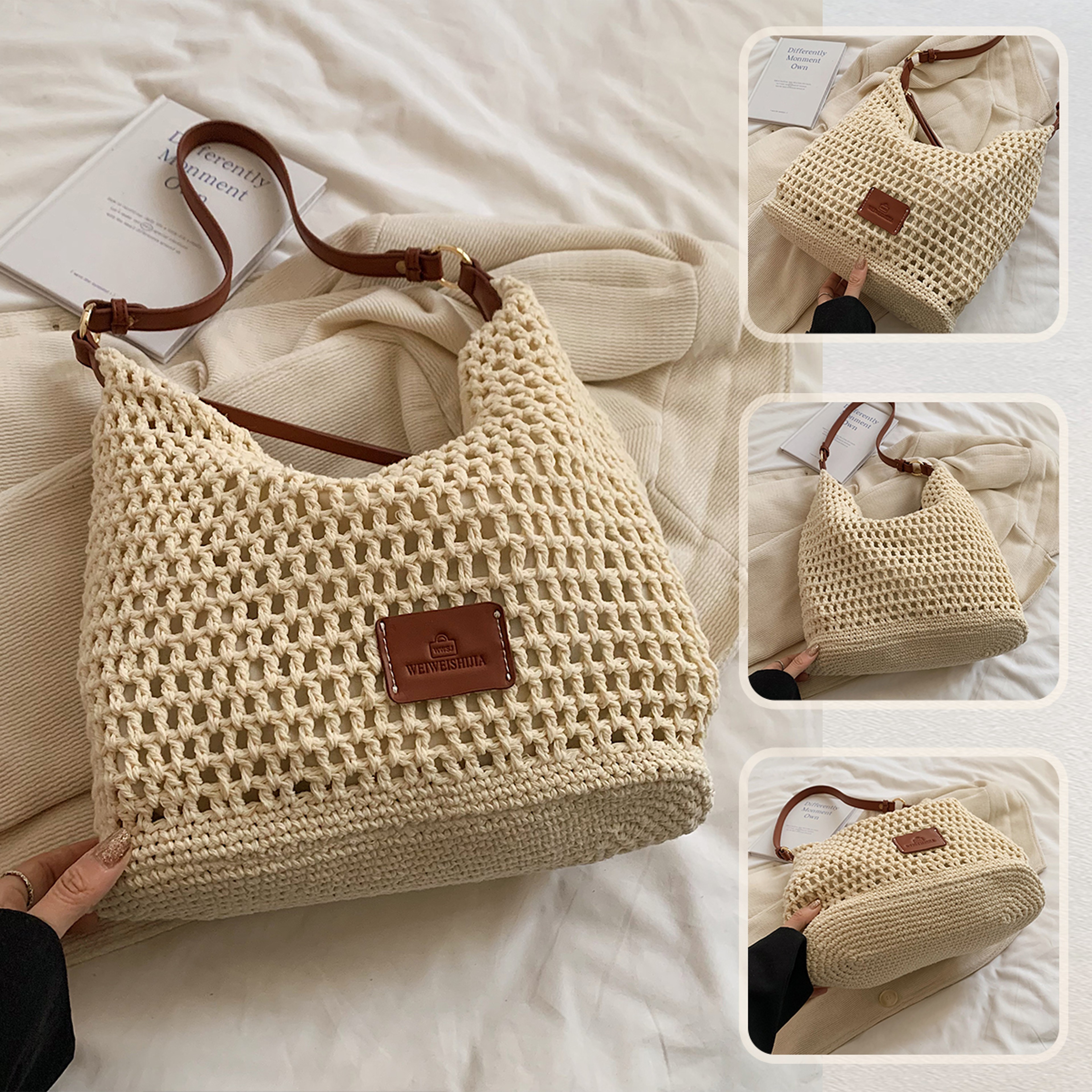 Handmade Woven Straw Beach Tote Bag – view 4