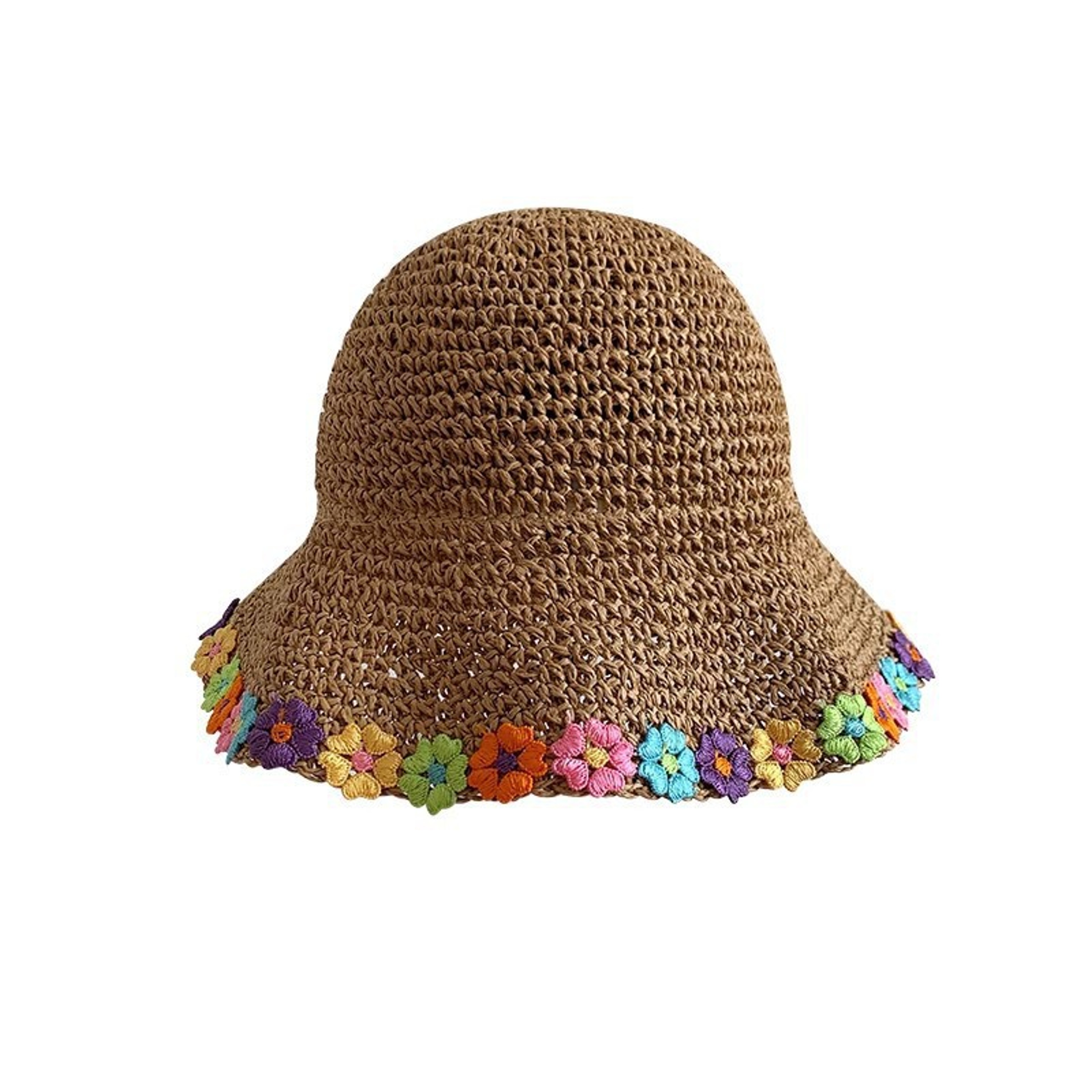 Woven Straw Sun Hat With Floral Accent 5