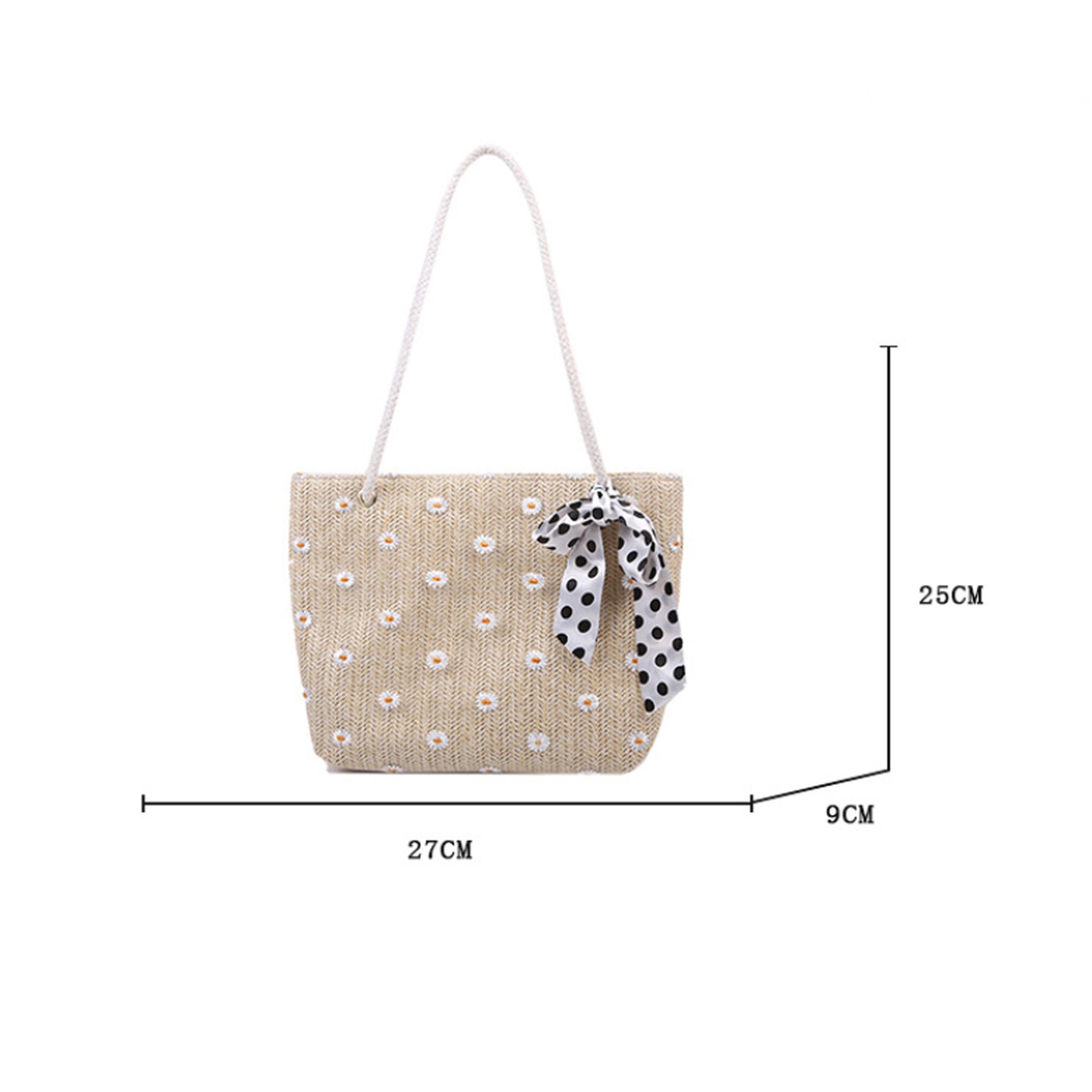 Floral Embroidered Straw Beach Tote Bag – view 6