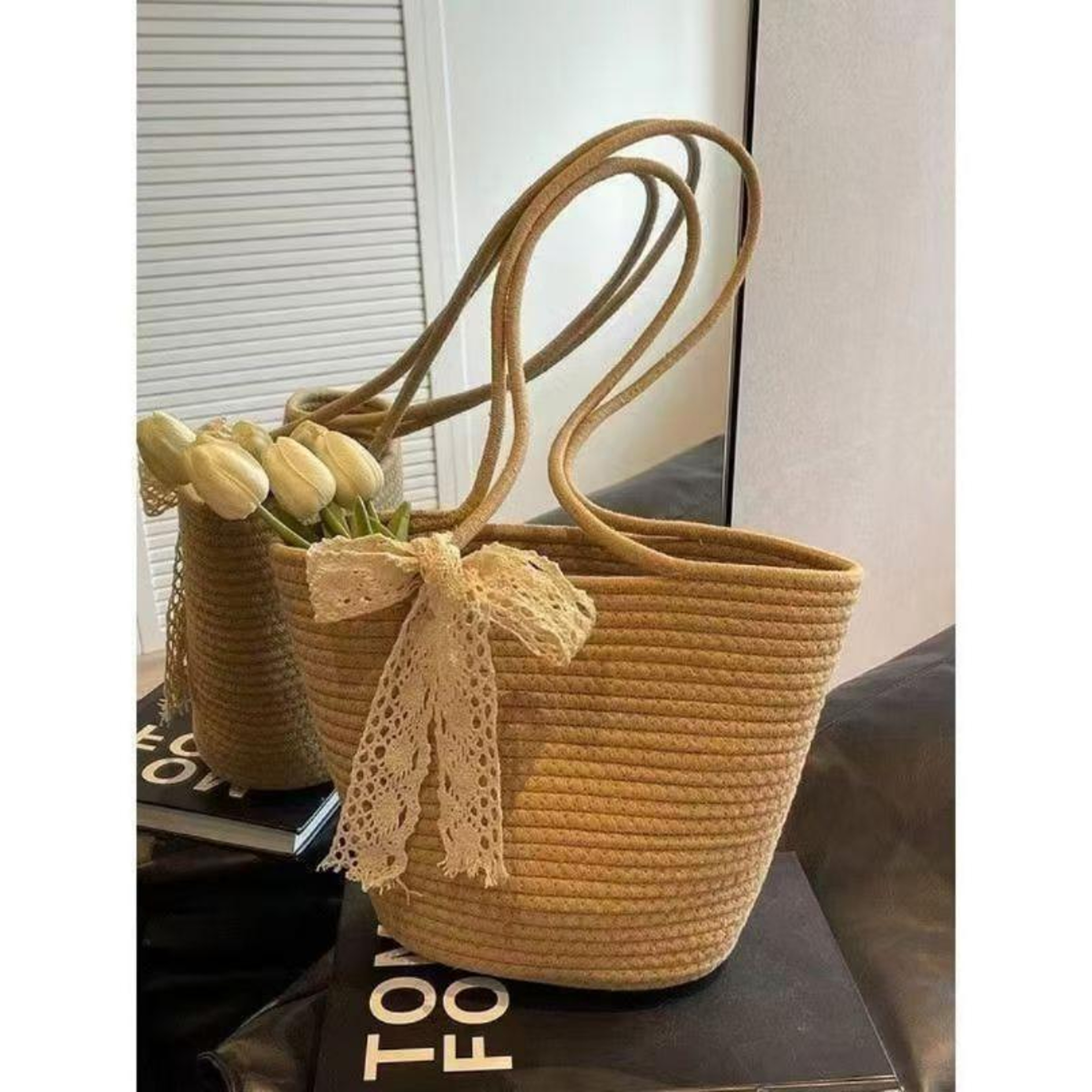French Style Straw Woven Tote Bag – view 4