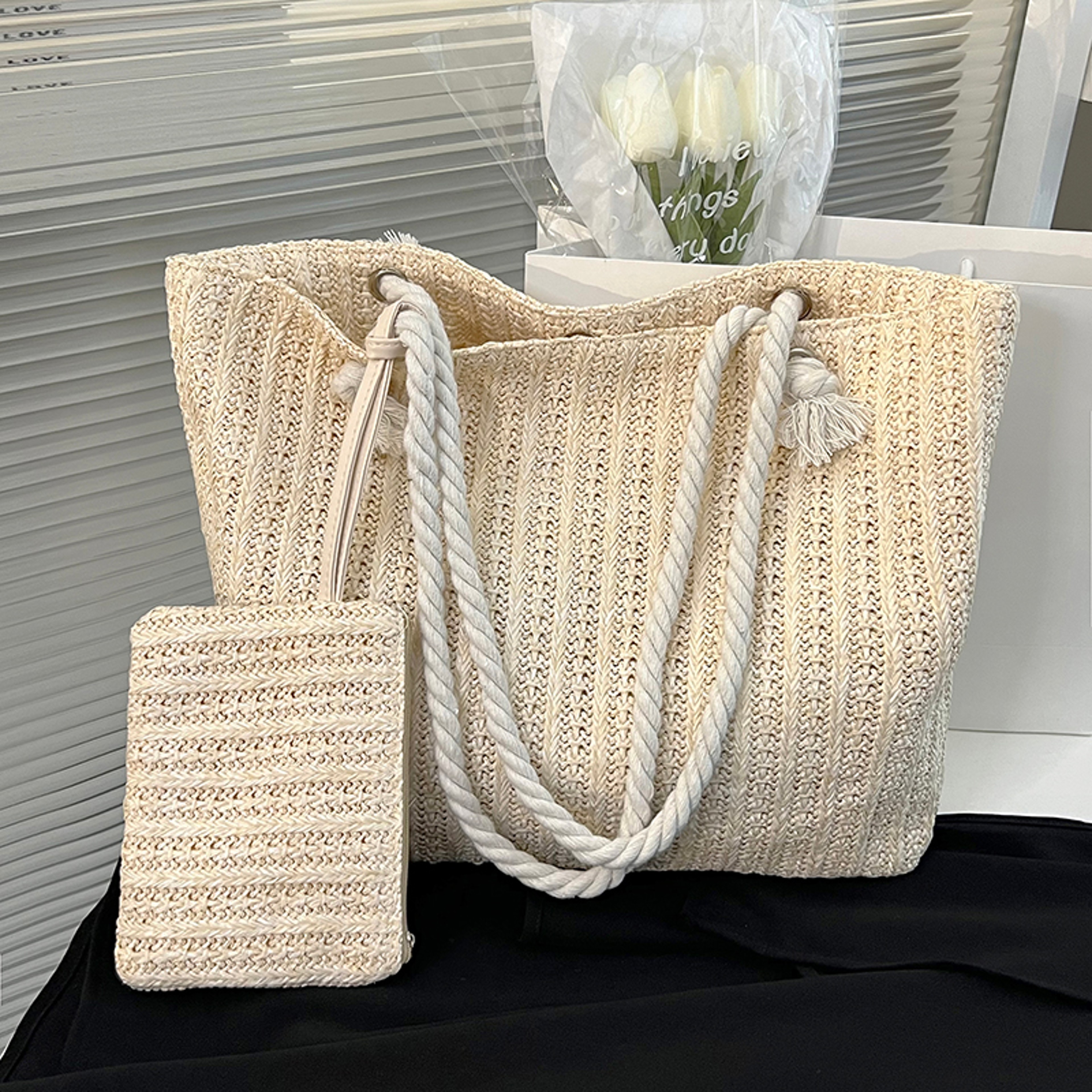 Woven Straw Tote Bag Large Capacity Summer Beach Handbag – view 7