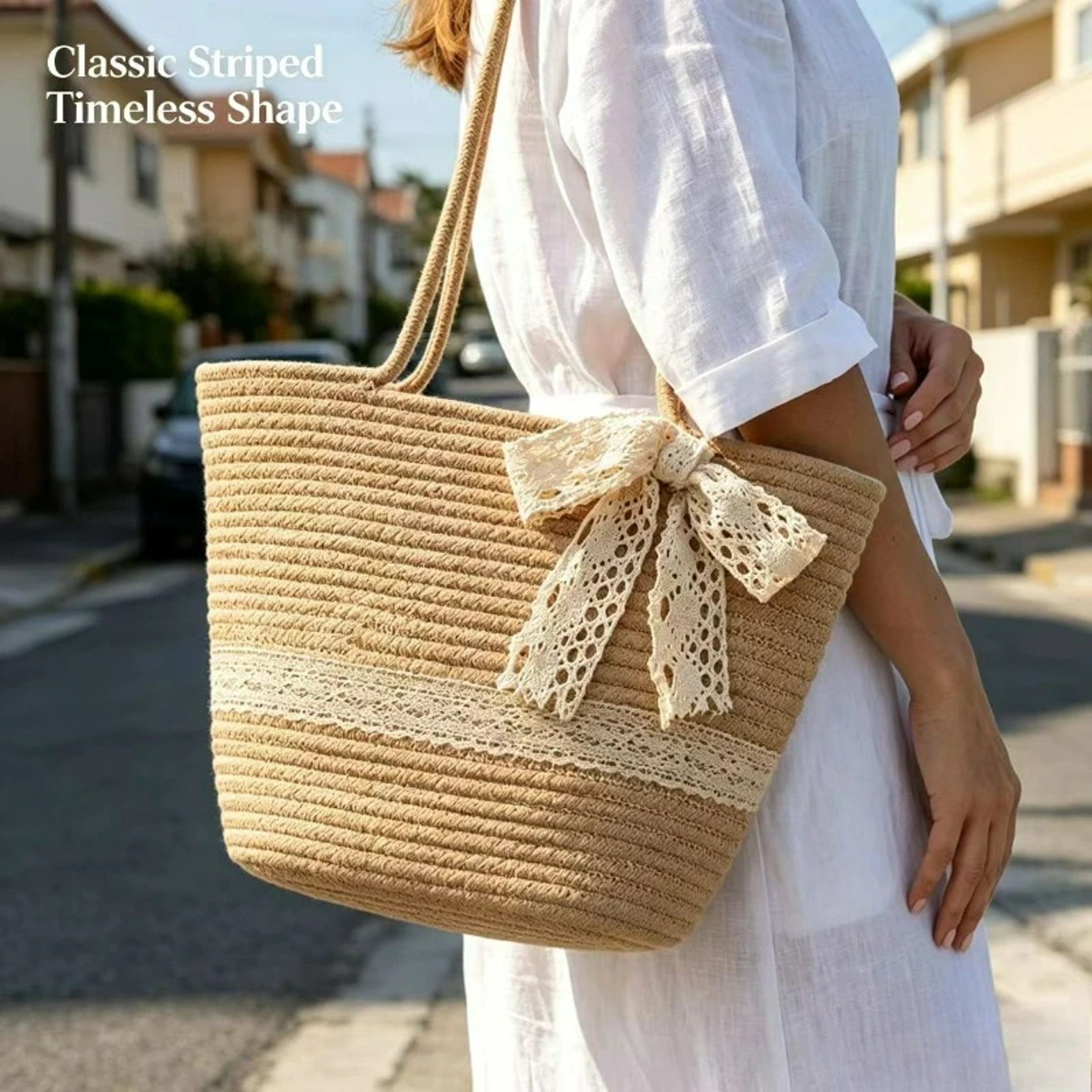 Handcrafted Straw Beach Tote For Summer Vacations 3