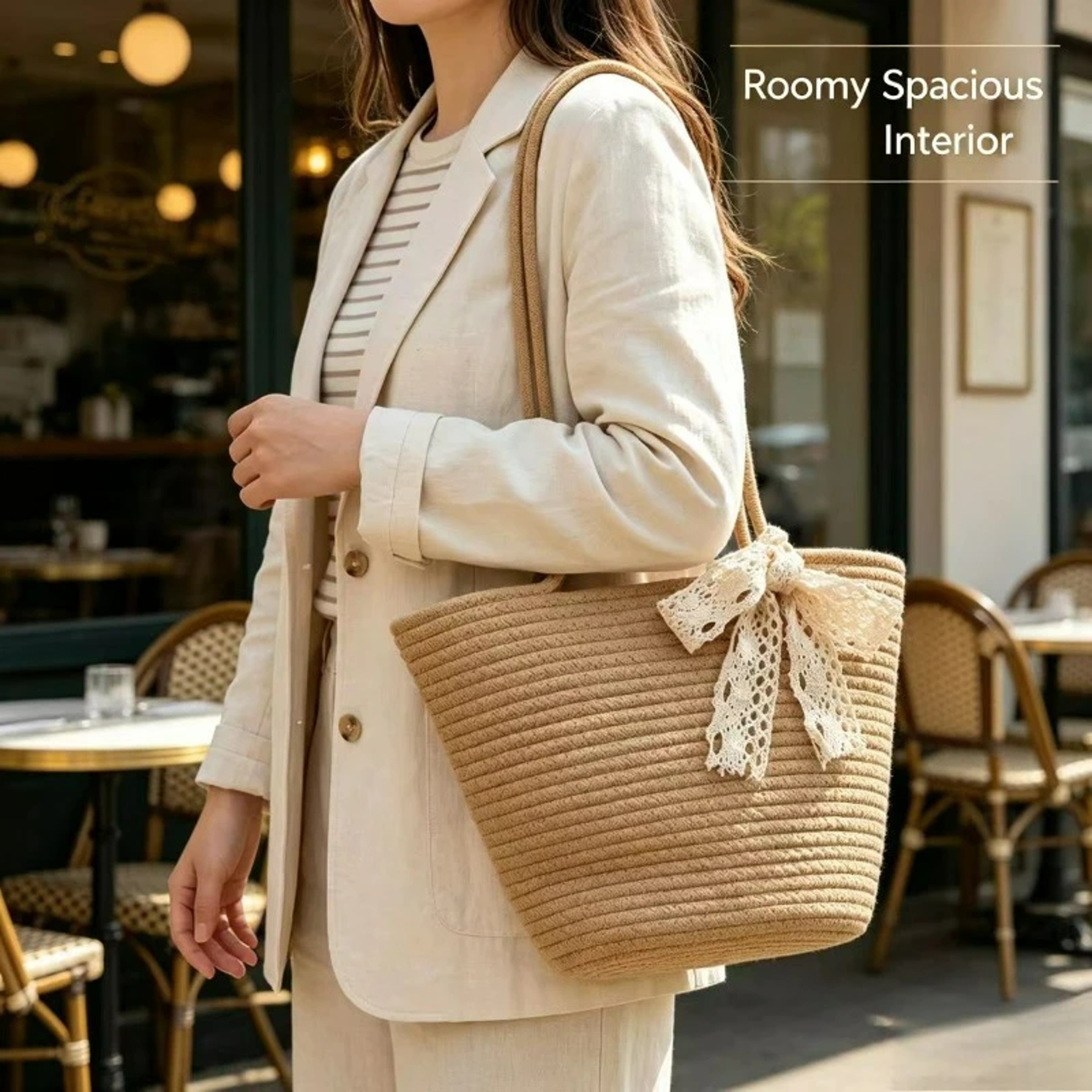 Handcrafted Straw Beach Tote For Summer Vacations 4