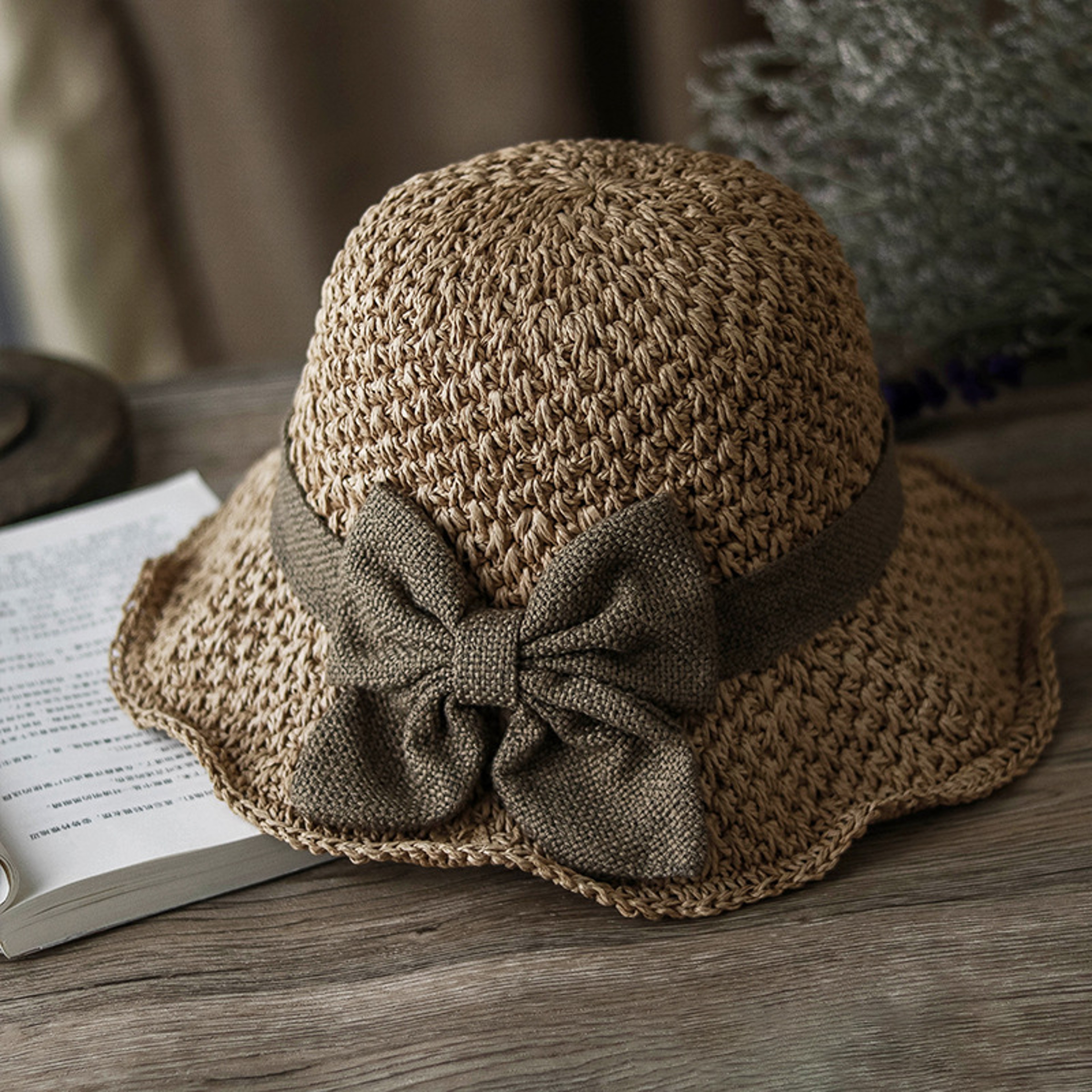 Handcrafted Straw Sun Hat Wide Brim Foldable Beach Hat For Women 5