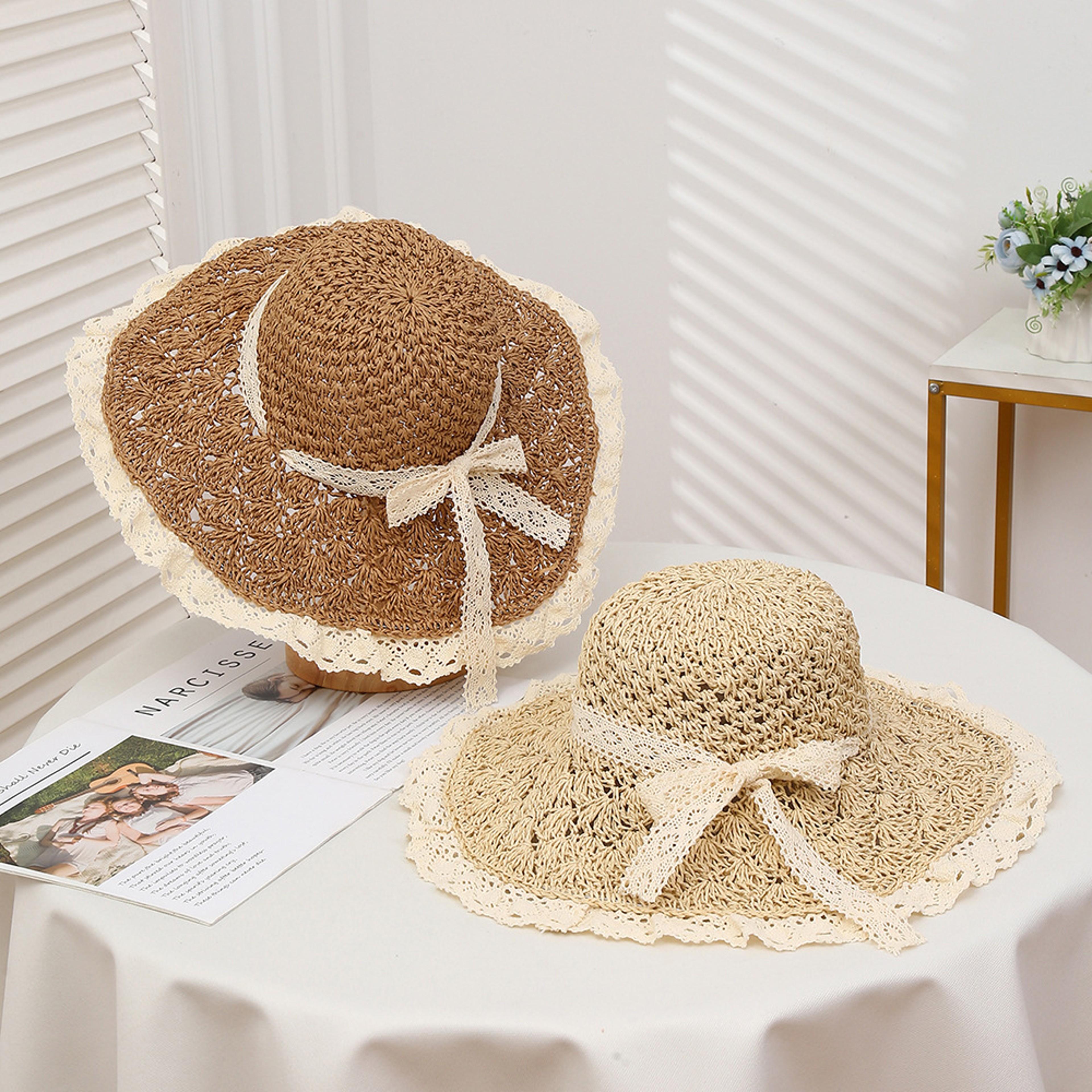 Handmade Hollow Weave Summer Beach Sun Hat for Women – view 3