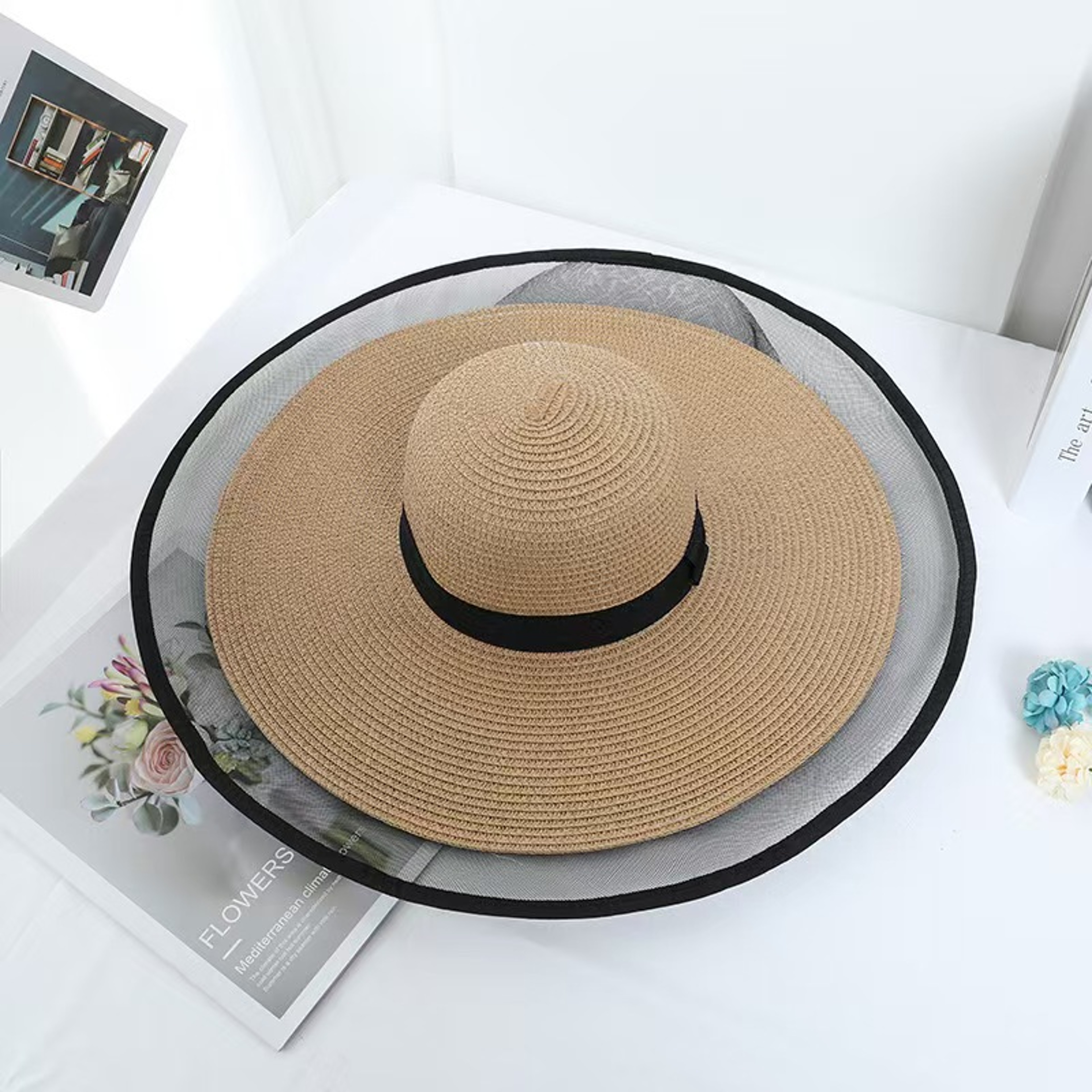 Women Wide Brim Sun Hat Foldable Straw Beach Cap – view 6