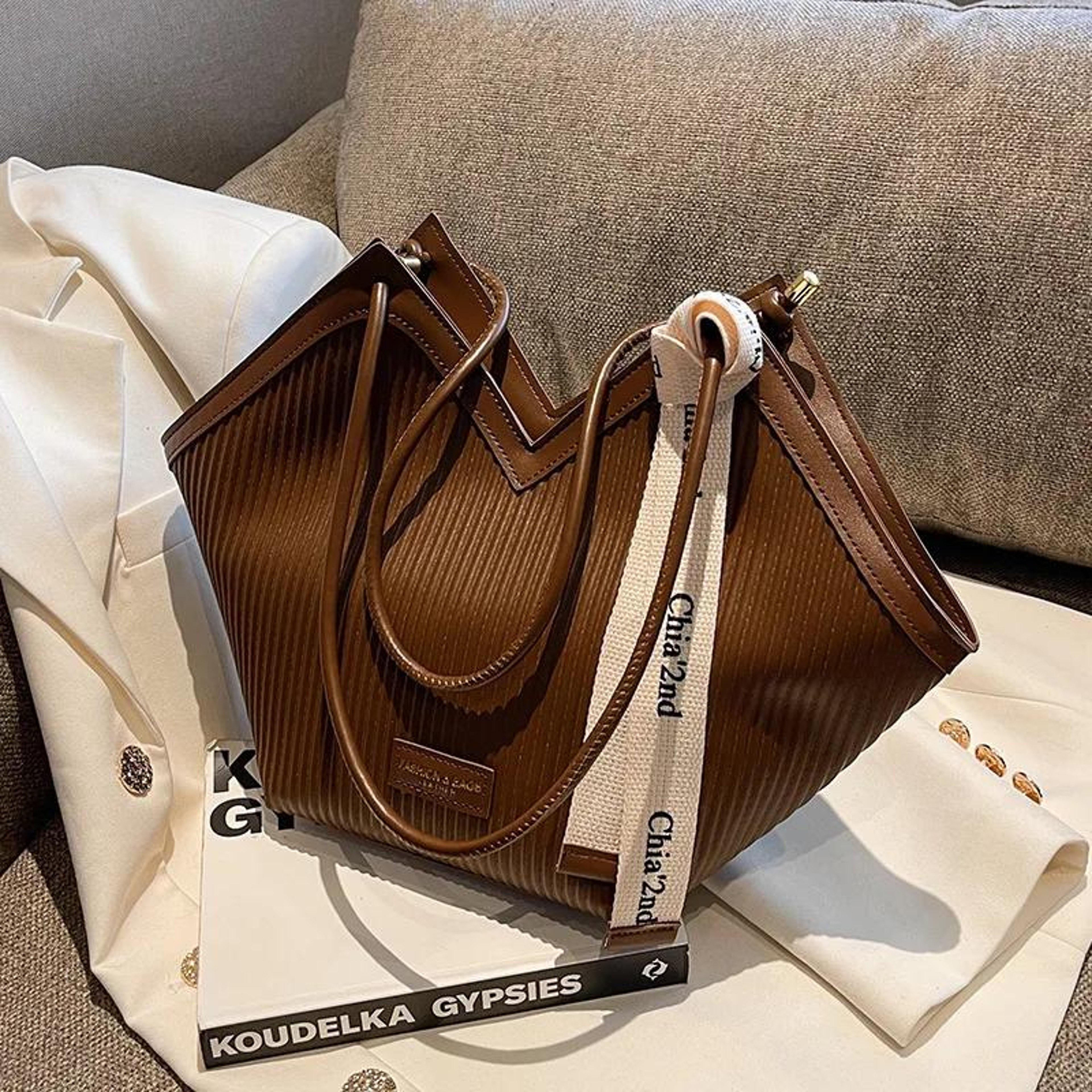 Korean Style Canvas Tote Bag for Women, Casual Commuter Shoulder Bag – view 9