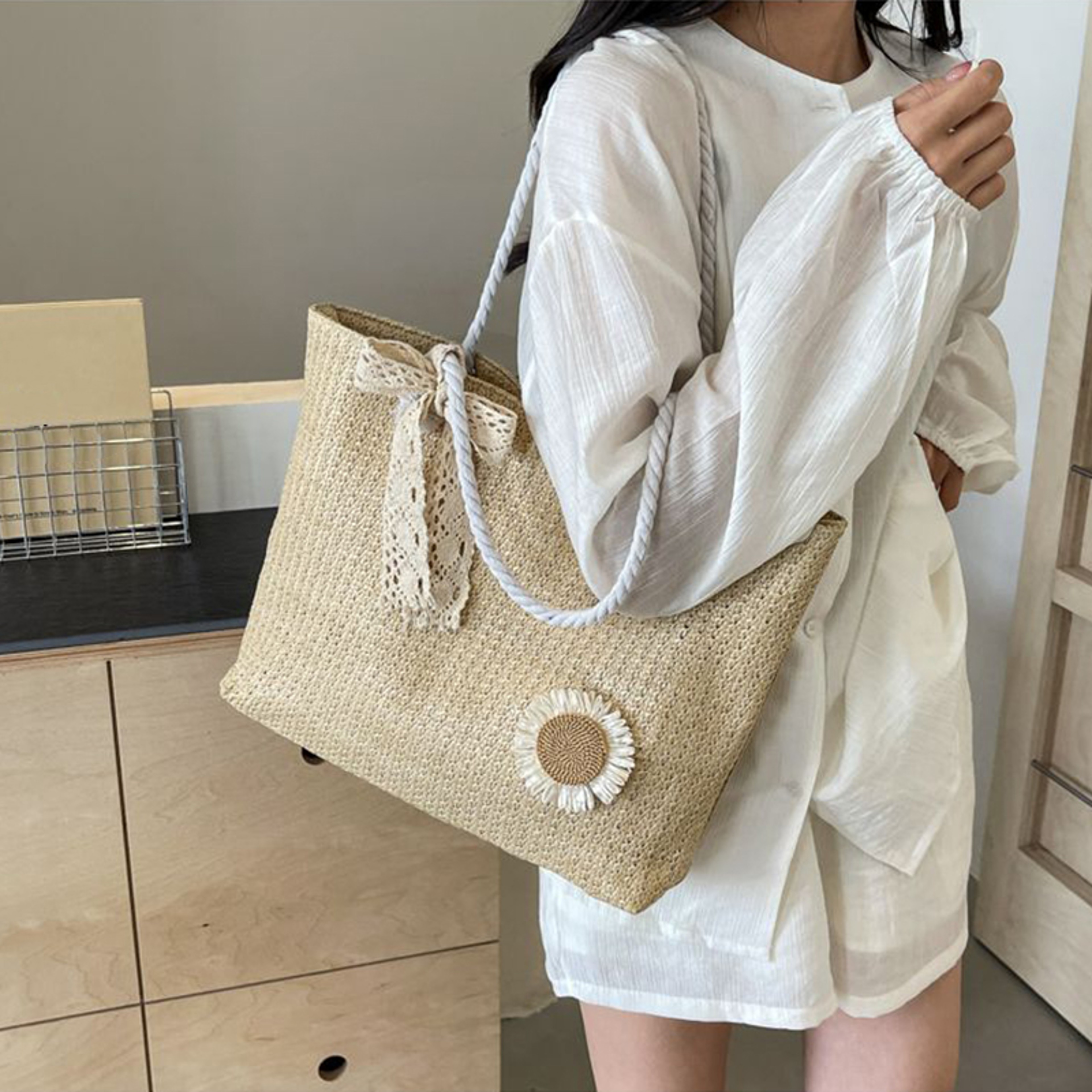 Elegant Straw Beach Tote for womens fashion – view 2