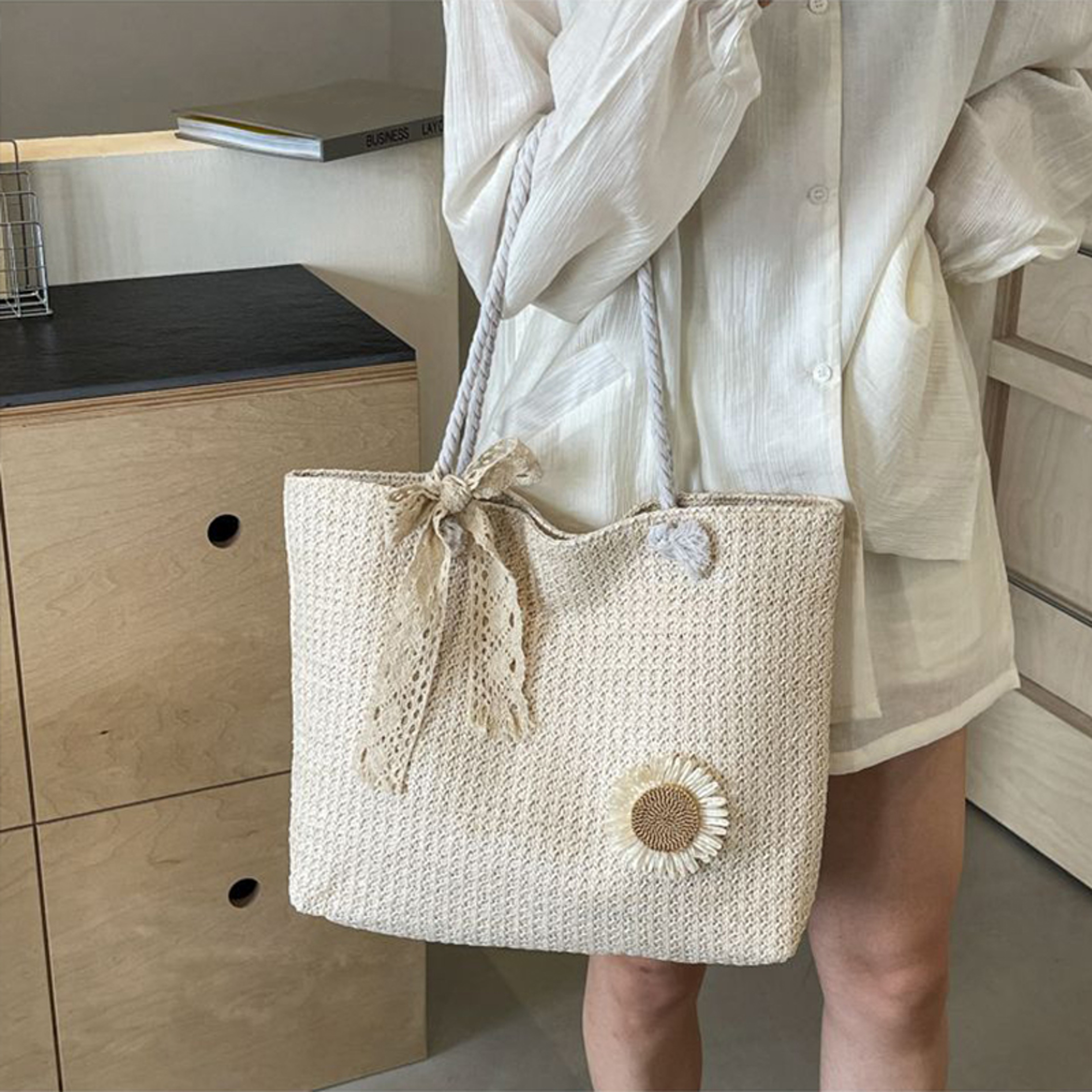 Elegant Straw Beach Tote for womens fashion – view 3